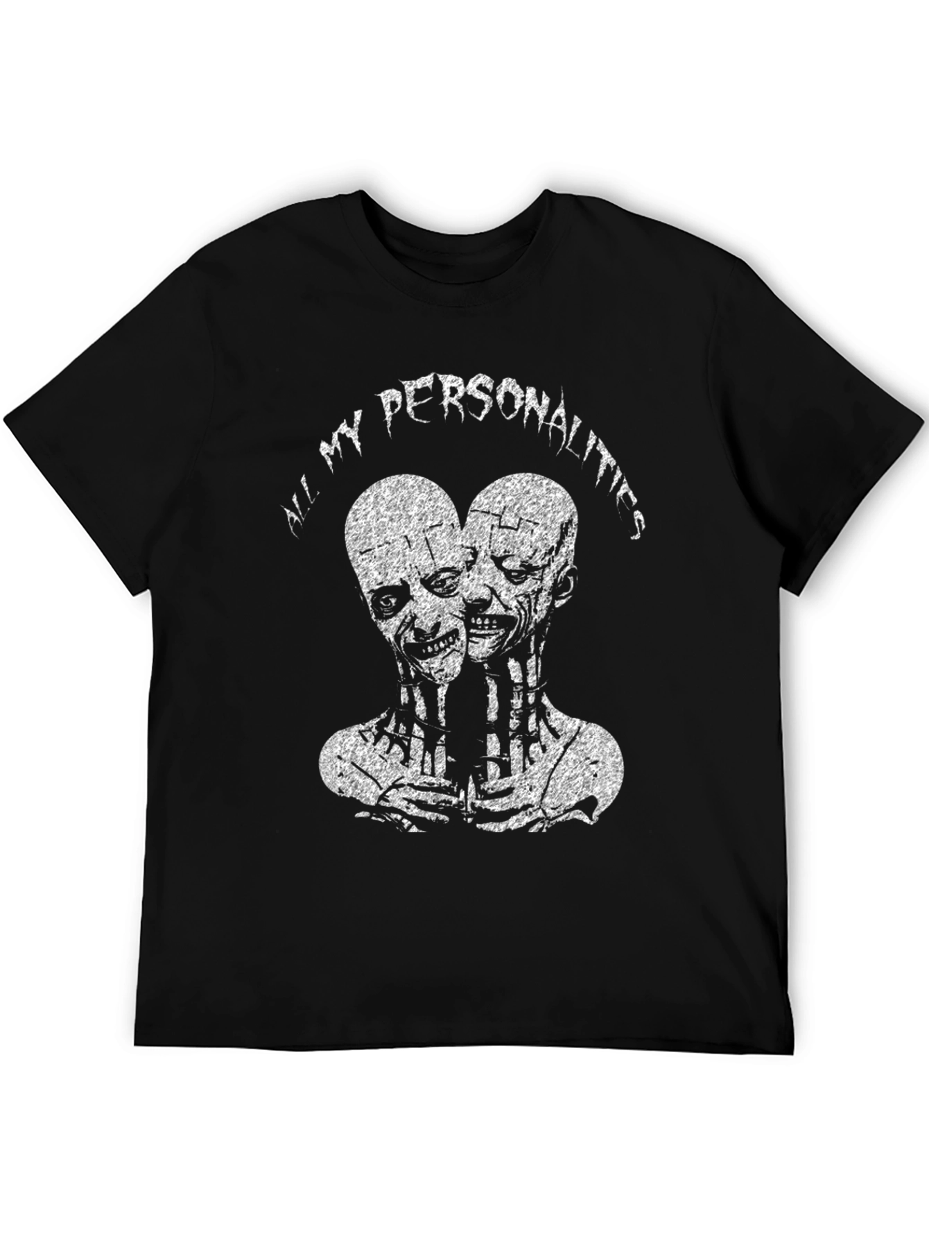 Black All My Personalities Graphic Tee - Black Cotton T-Shirt view 5
