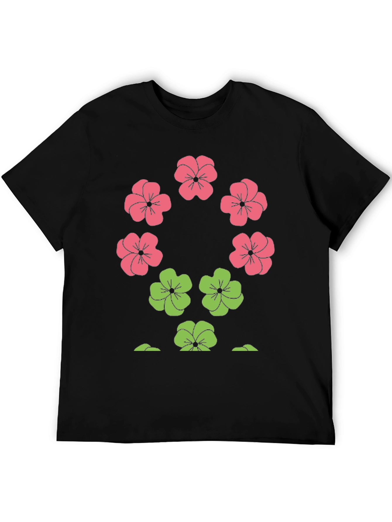 Black Floral Print Crew Neck T-Shirt view 5