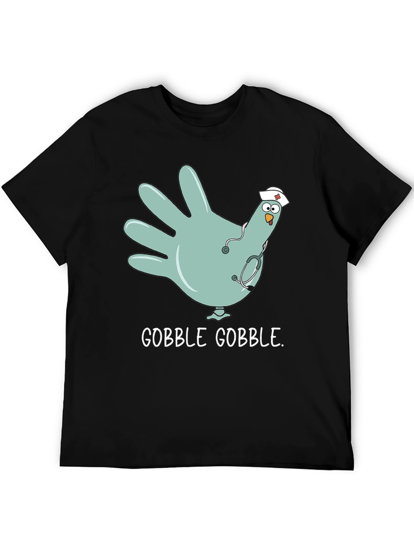 Black Gobble Gobble Nurse Turkey Hand T-Shirt view 5