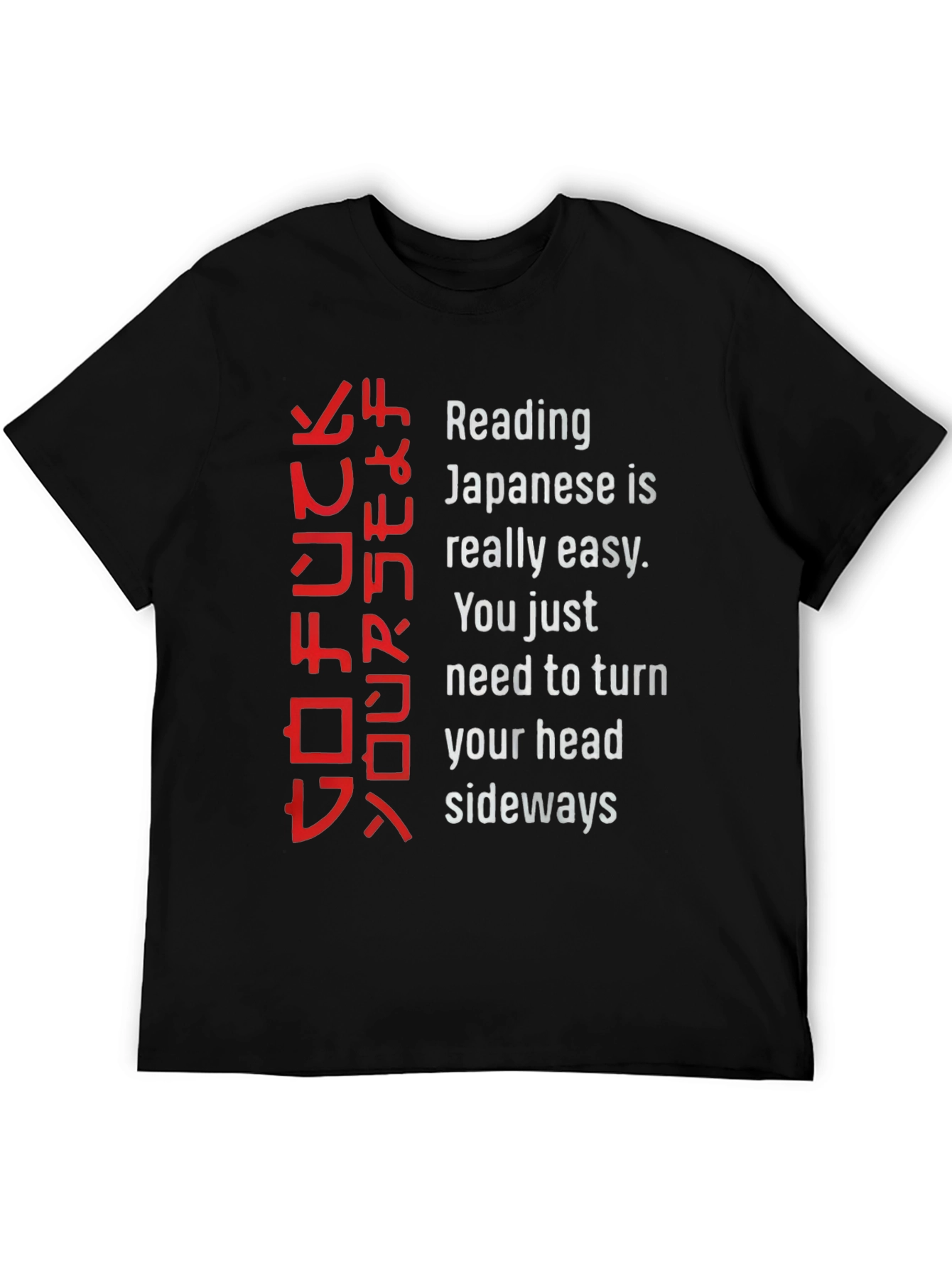 Black Funny Reading Japanese Shirt view 5