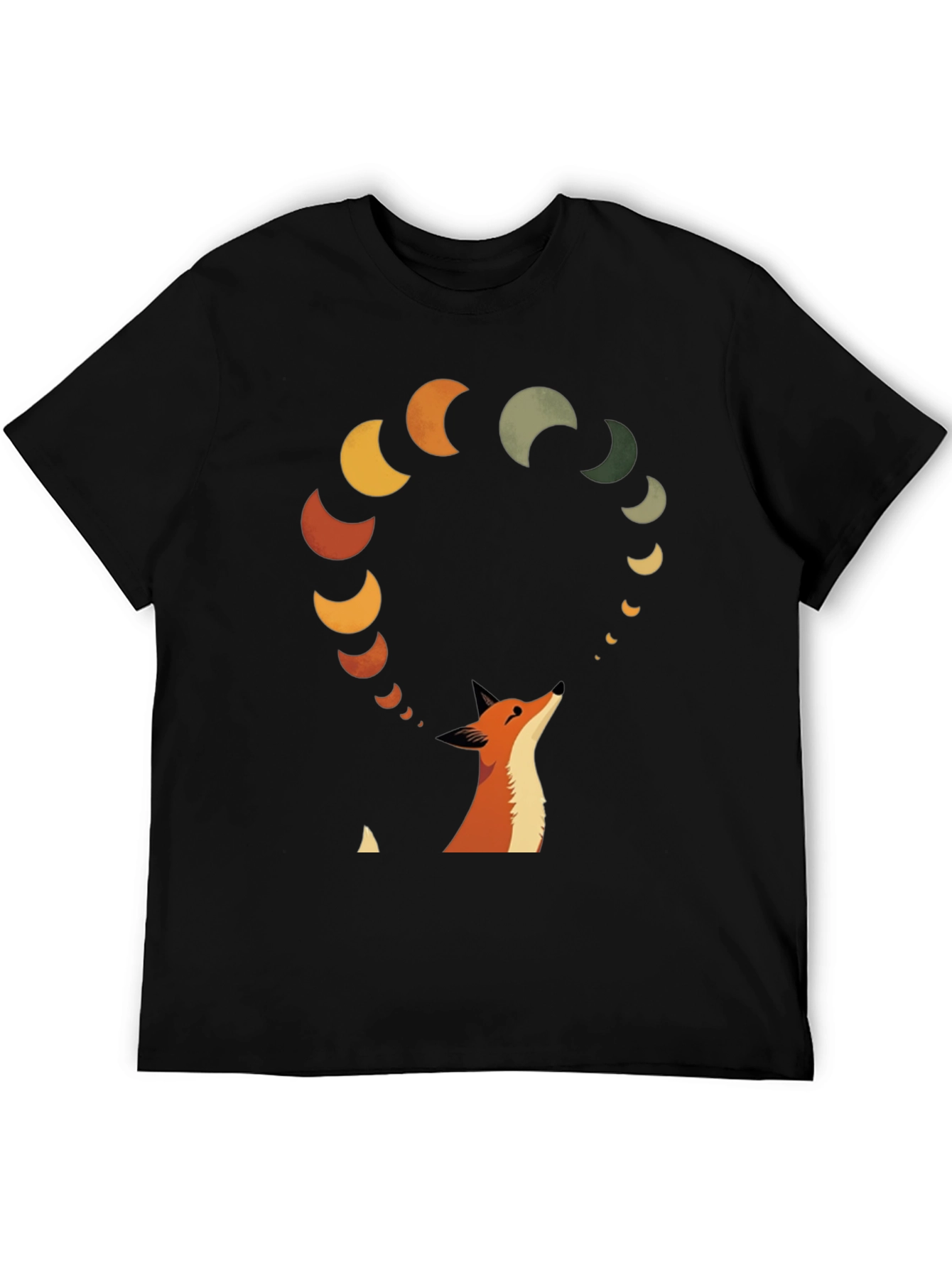 Black Fox & Moon Phases Graphic Tee view 5