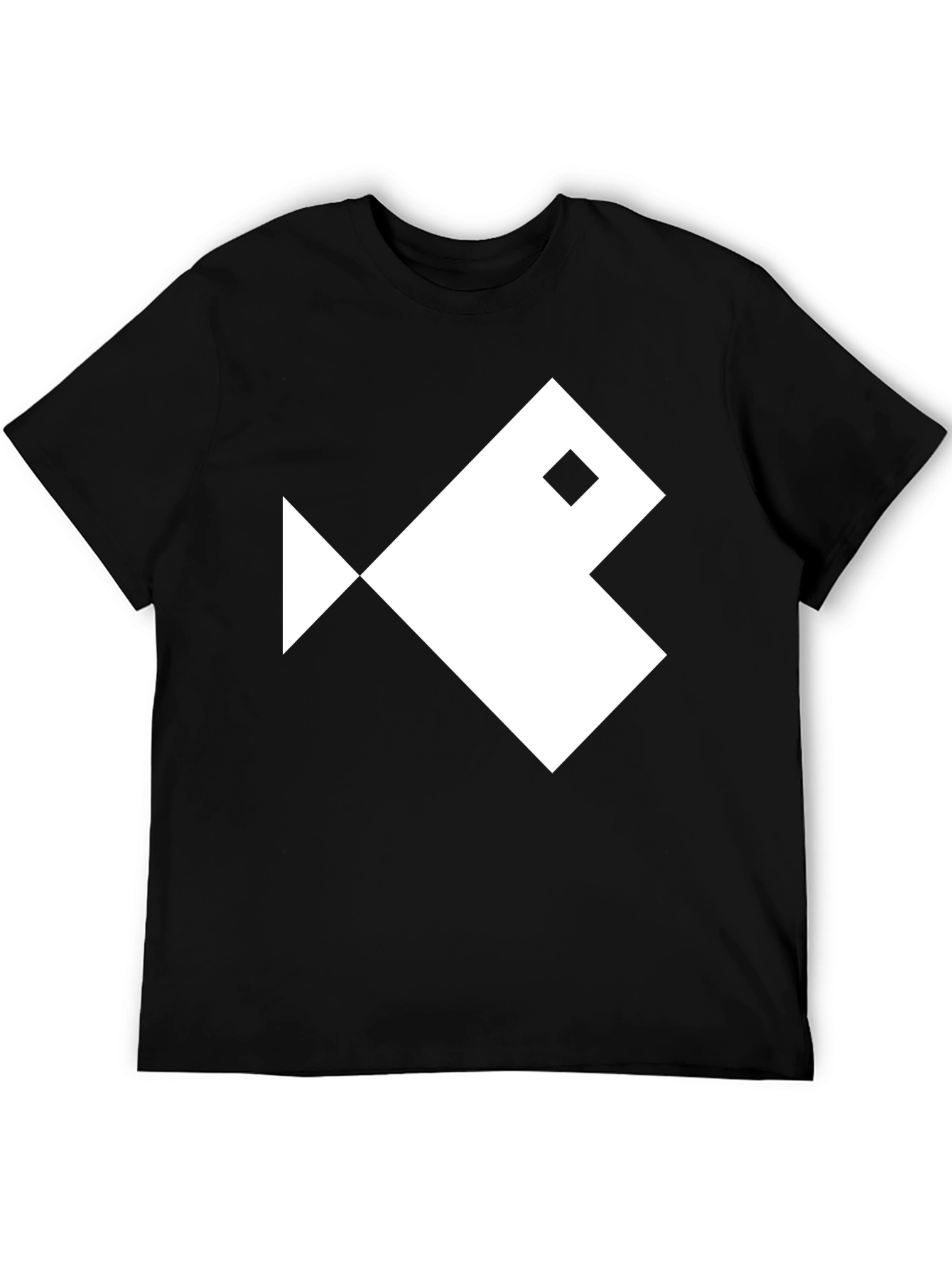 Black Geometric Fish Graphic Tee - Black Cotton T-Shirt view 5