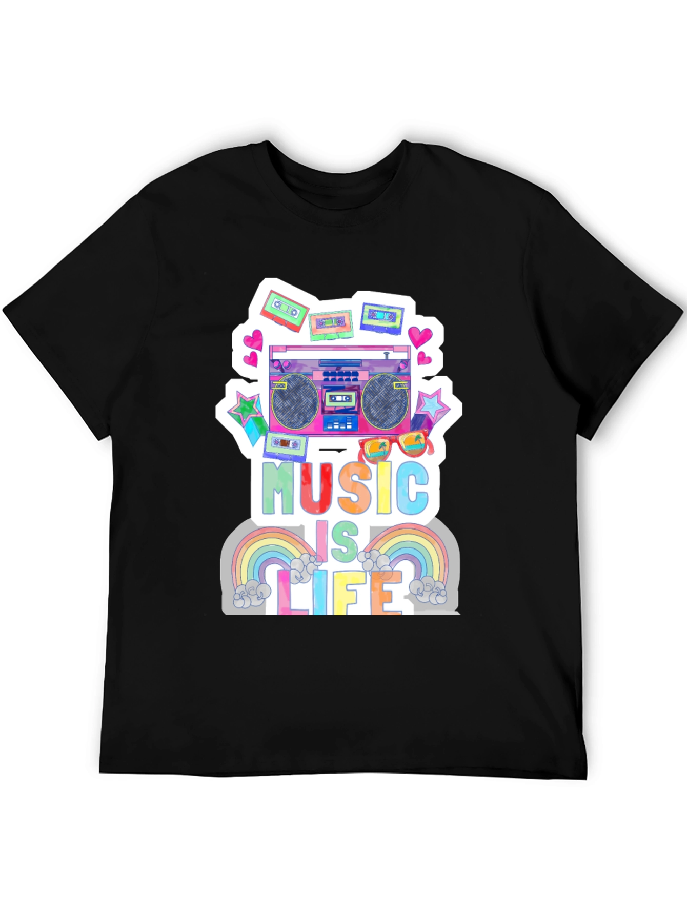 Black Music is Life Graphic Tee - Retro Boombox Design view 5