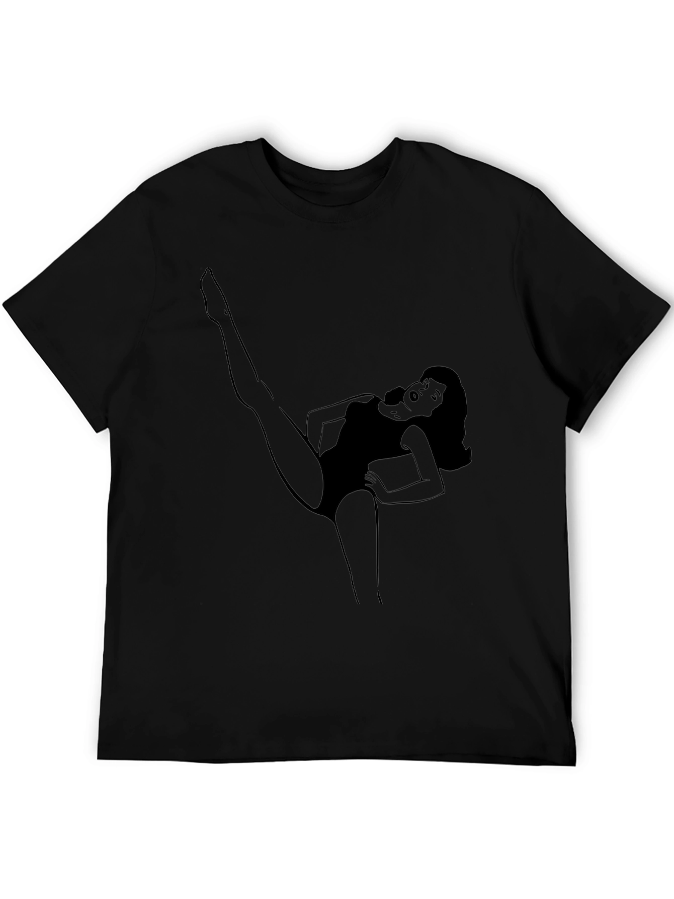 Black Retro Cartoon Woman Tee - Black view 5