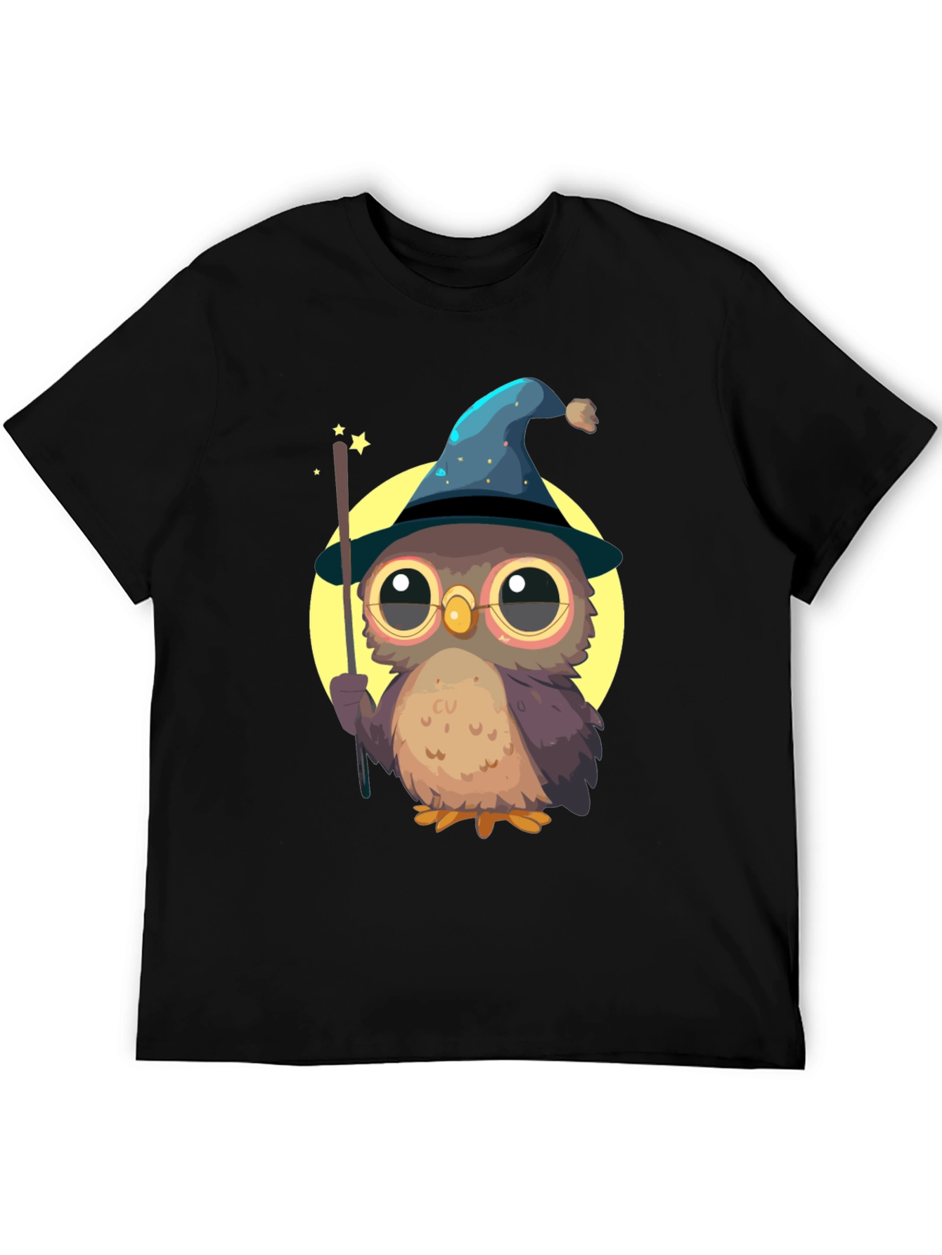 Black Wizard Owl T-Shirt - Cute & Quirky Tee for Magic Lovers view 5