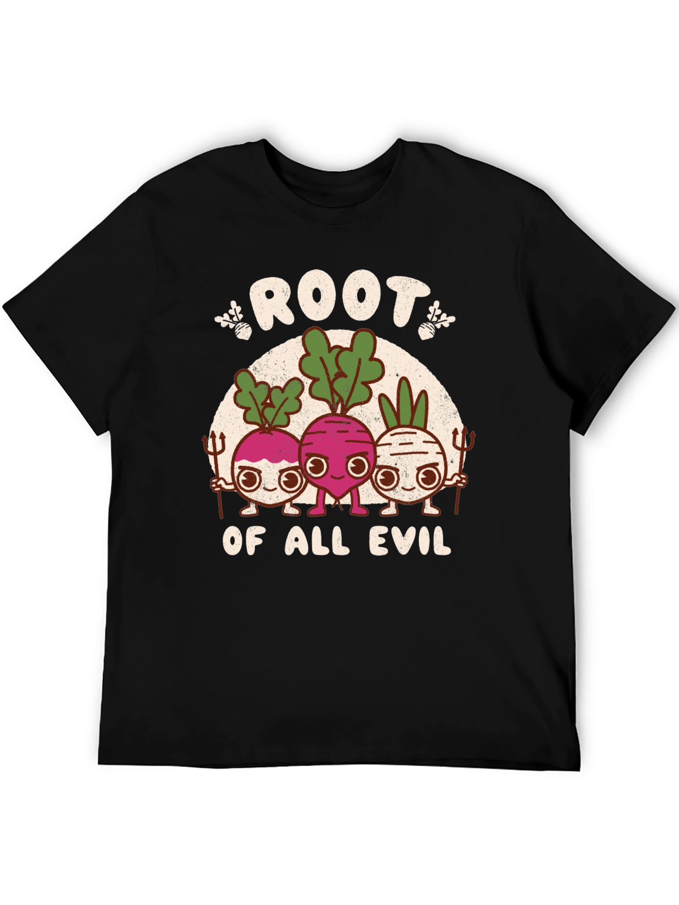 Black Root of All Evil Graphic T-Shirt - Funny Vegetable Tee view 5