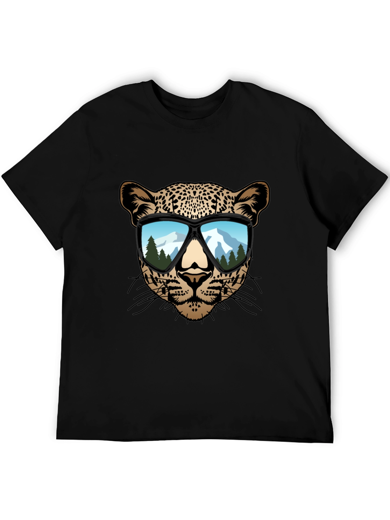 Black Cool Leopard Graphic Tee - Men's Black T-Shirt view 5