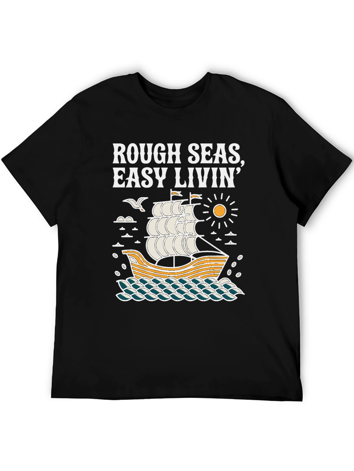 Black Rough Seas, Easy Livin' Black Graphic Tee view 5