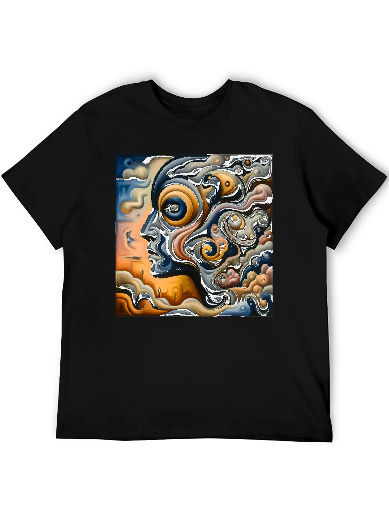 Black Abstract Art Graphic Print Black T-Shirt view 5