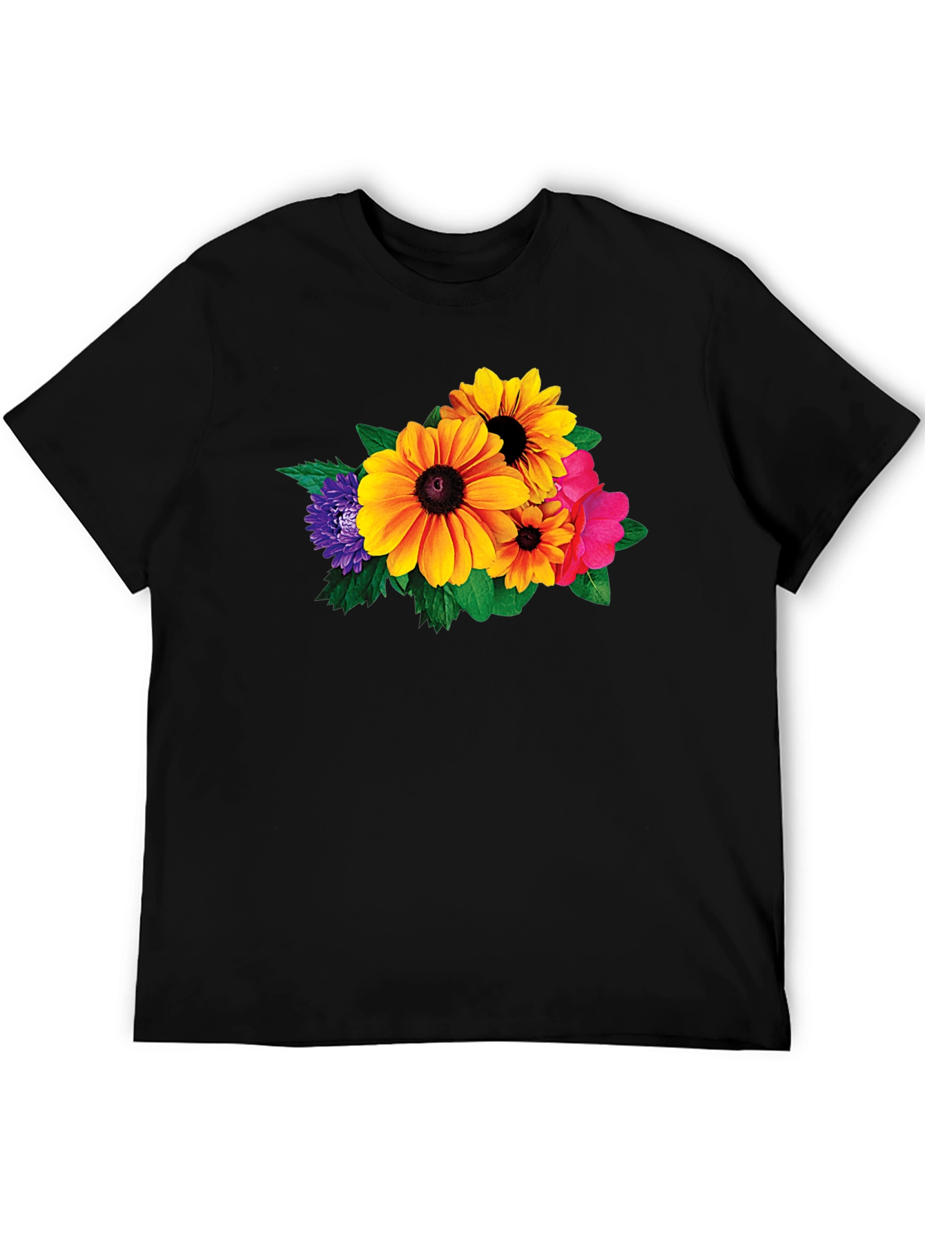 Black Floral Graphic Black T-Shirt view 5