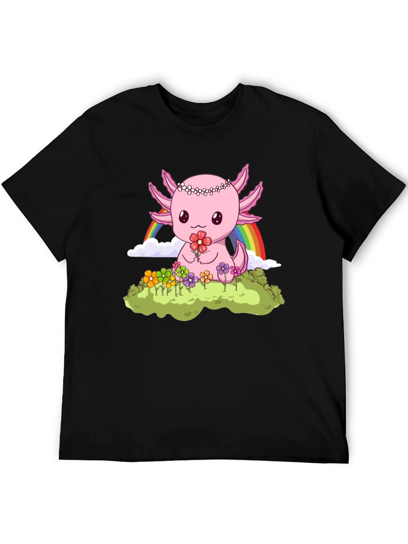Black Axolotl Rainbow T-Shirt view 5