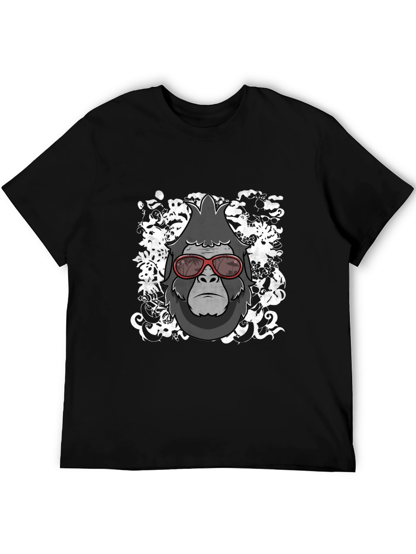 Black Cool Gorilla Graphic Tee - Black Cotton Blend T-Shirt view 5