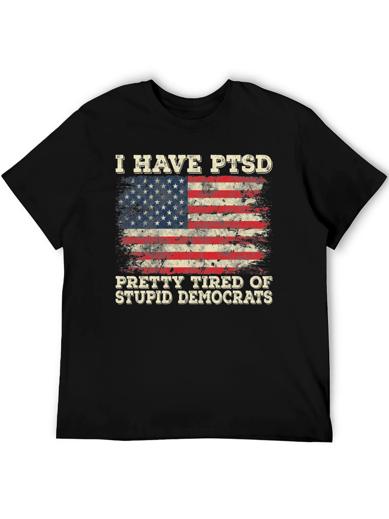 Black I Have PTSD, Tired of Democrats T-Shirt view 5