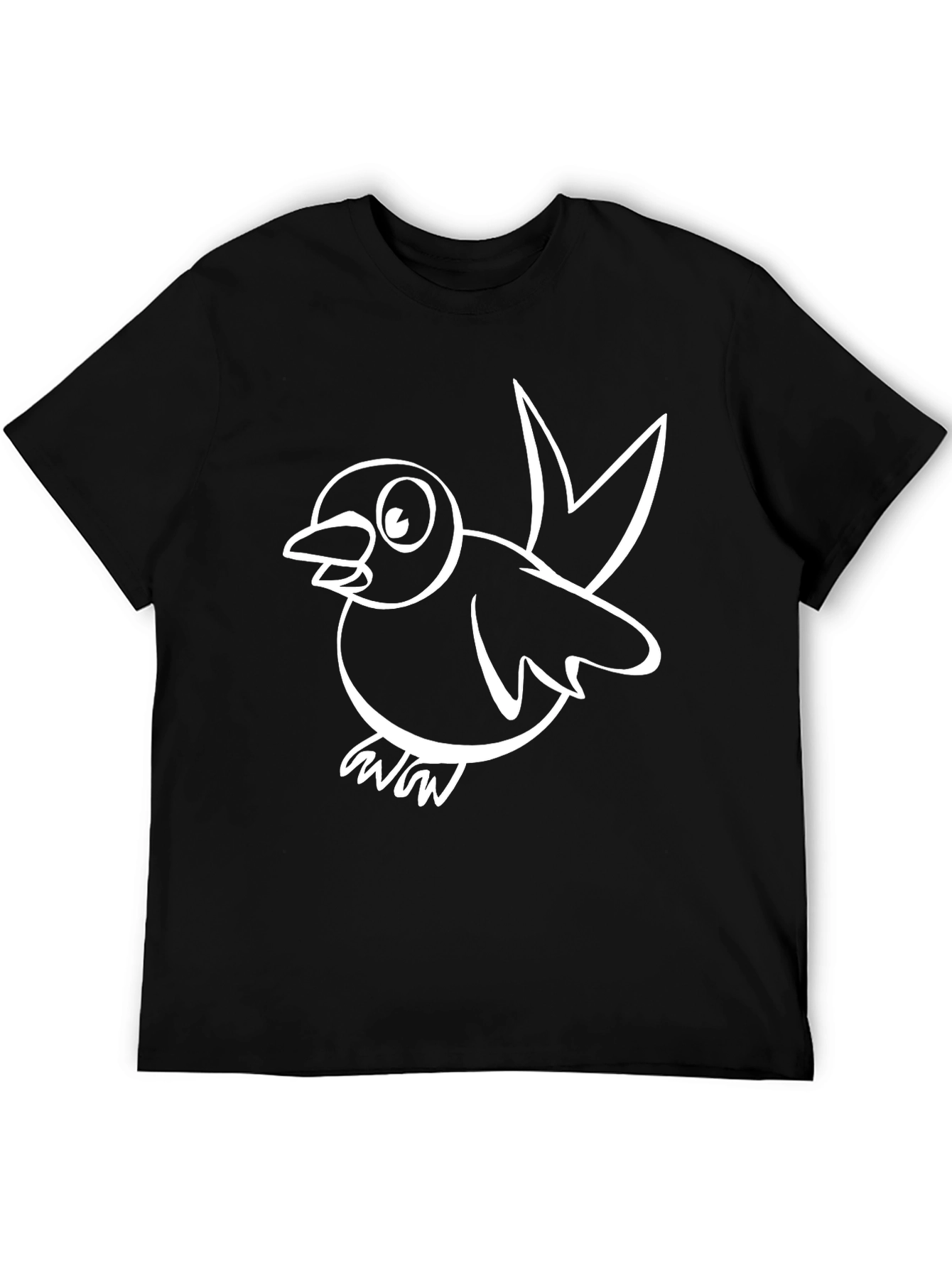 Black Black T-Shirt with White Bird Graphic view 5
