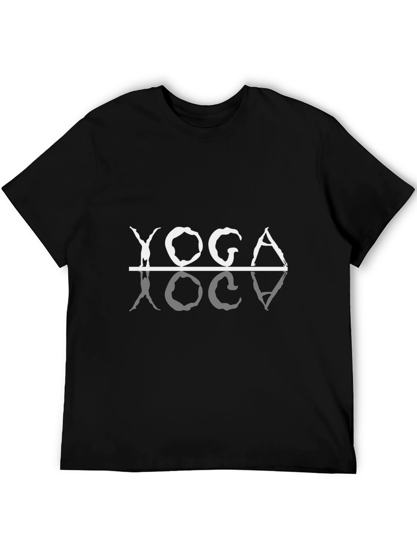 Black Yoga T-Shirt Black Cotton Graphic Tee view 5