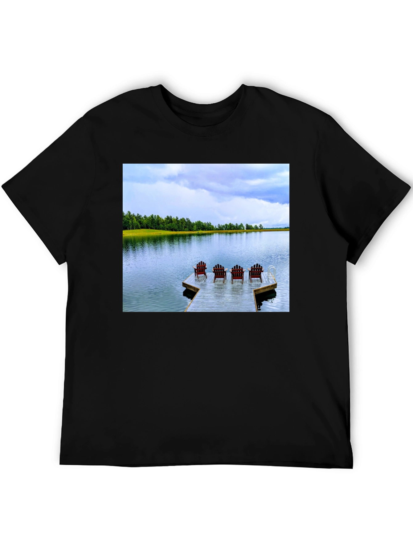 Black Lake View T-Shirt: Relax on the Dock view 5