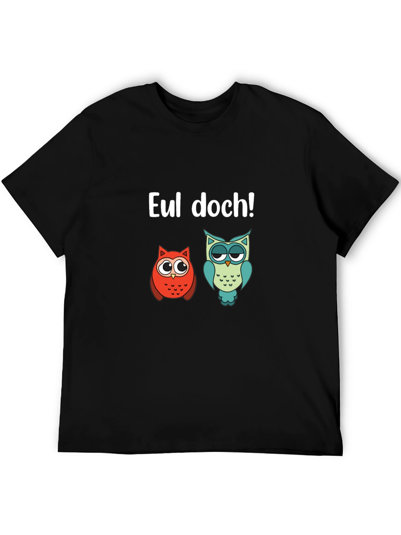 Black Funny Owl T-Shirt - EUL DOCH! view 5