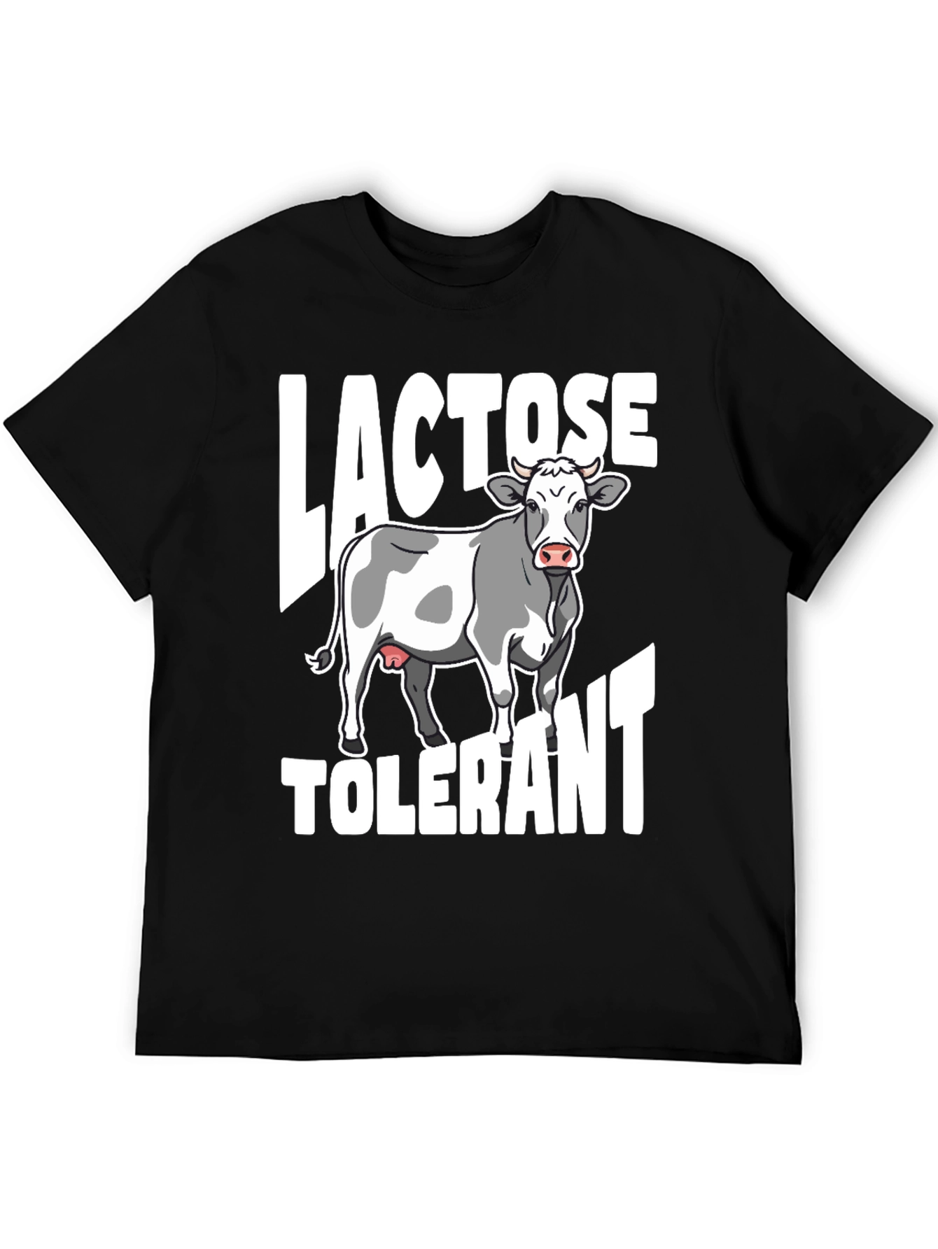 Black Lactose Tolerant T-Shirt with Cow Graphic view 5