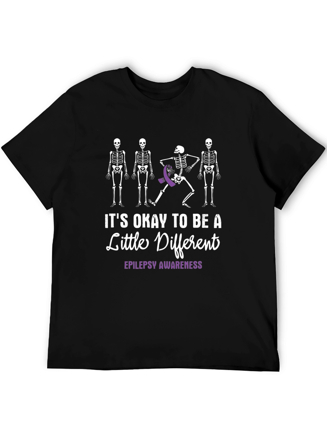 Black Epilepsy Awareness Skeleton T-Shirt view 5
