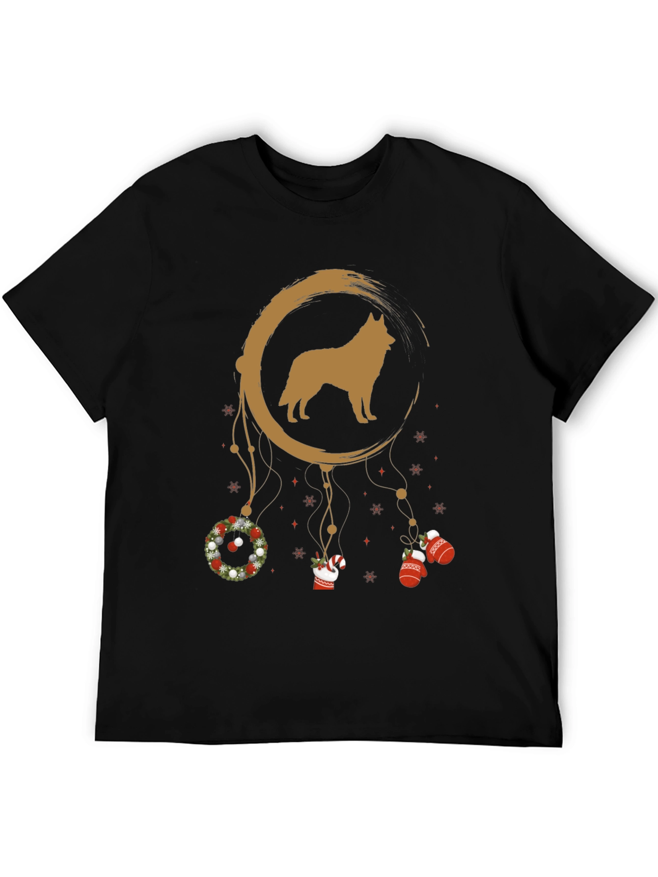 Black Dog Dreamcatcher Christmas T-Shirt view 5