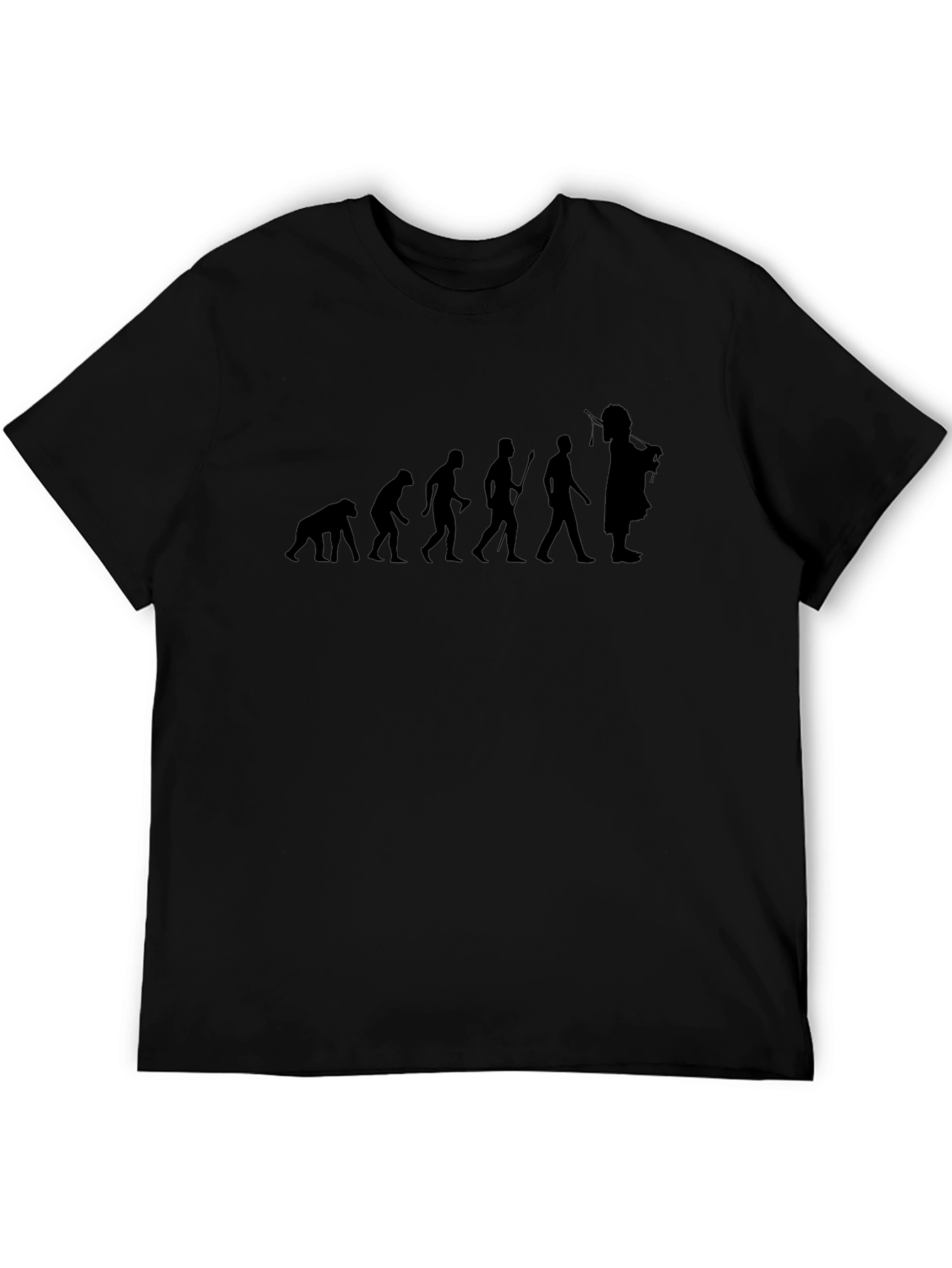 Black Evolution of Man Scottish Bagpiper Black T-Shirt view 5