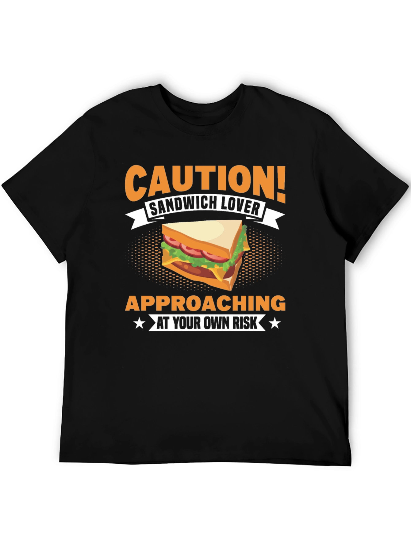 Black Sandwich Lover T-Shirt - Caution Approaching Funny Foodie Tee view 5