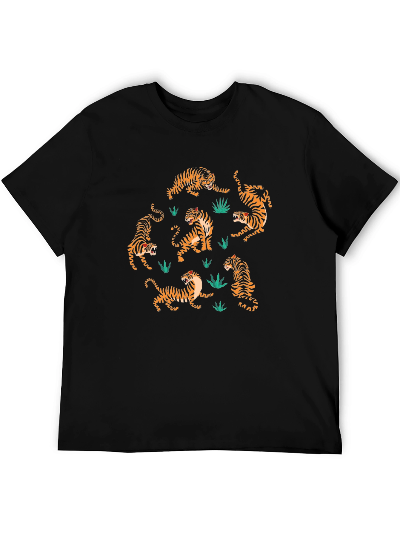 Black Tiger Print Black T-Shirt: Stylish Animal Design view 5