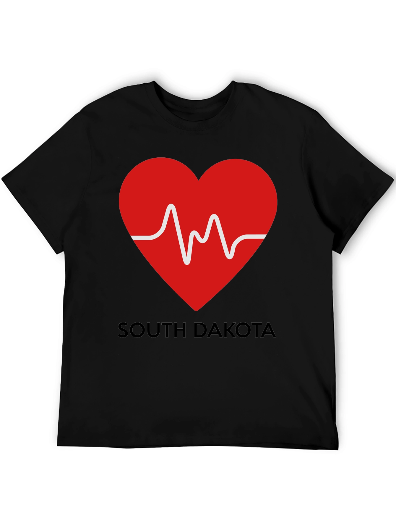Black South Dakota Heartbeat T-Shirt view 5