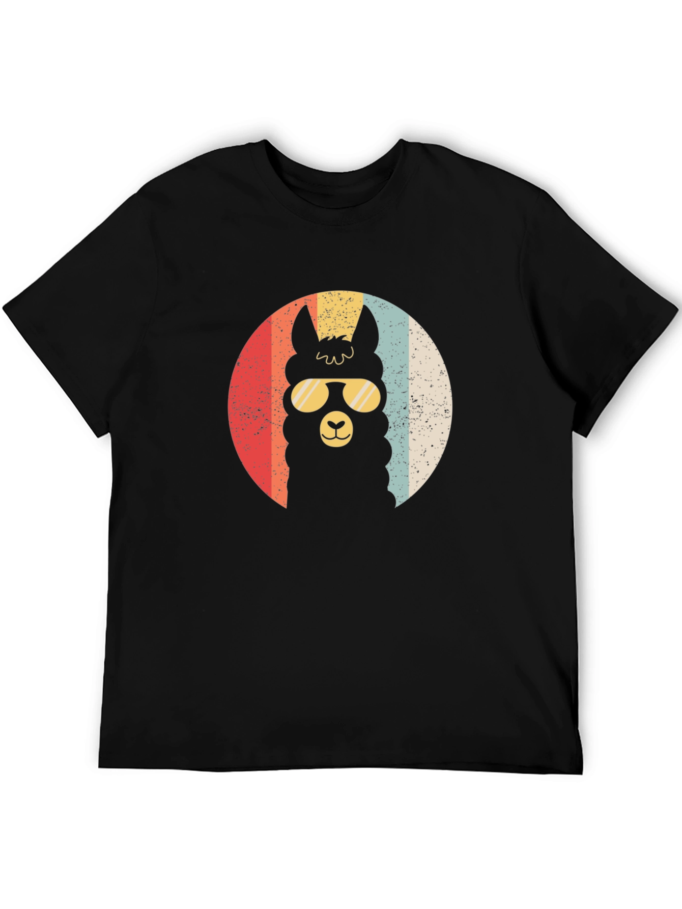 Black Retro Llama T-Shirt - Cool Alpaca in Sunglasses view 5