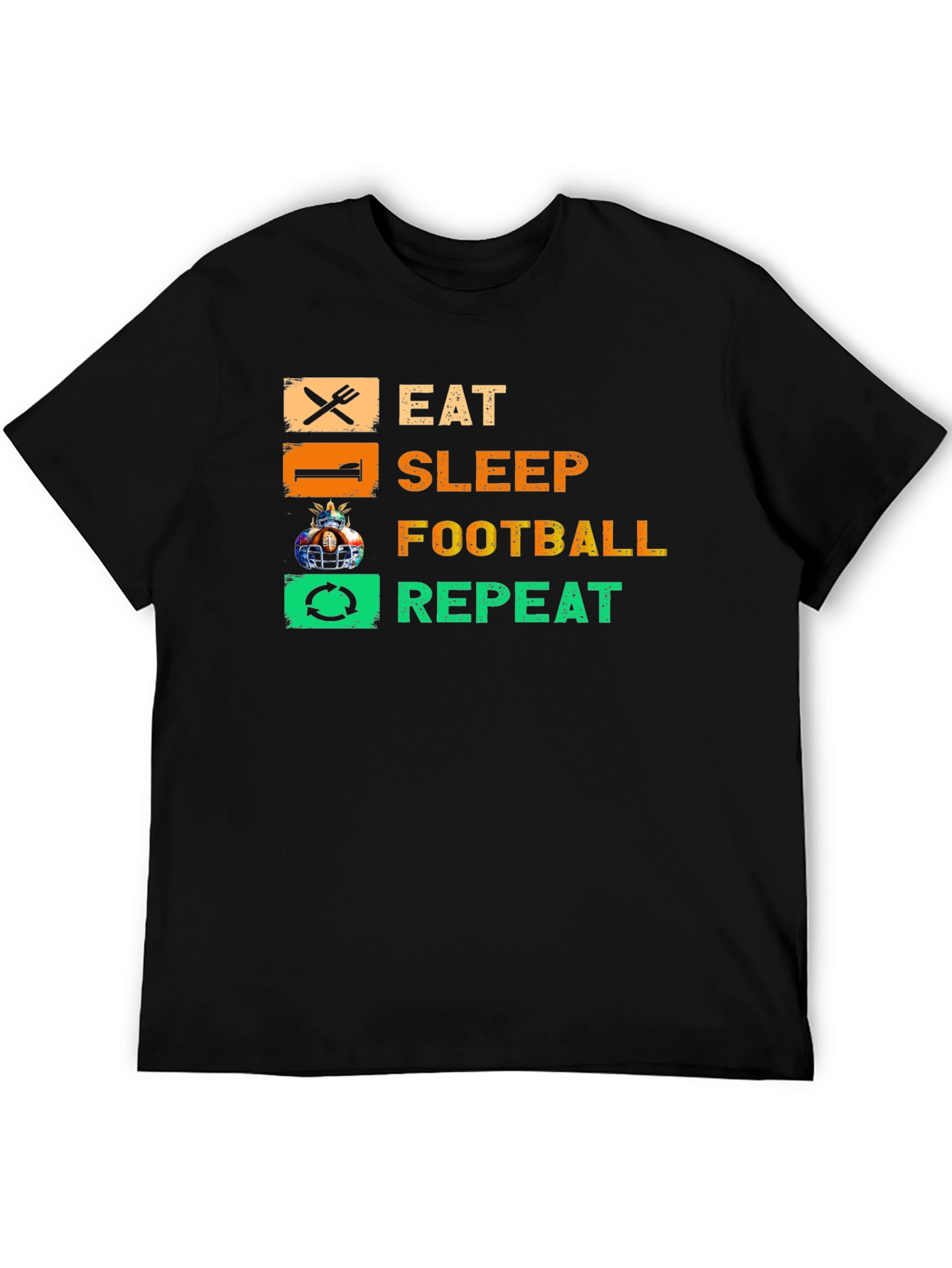 Black Eat Sleep Football Repeat T-Shirt view 5