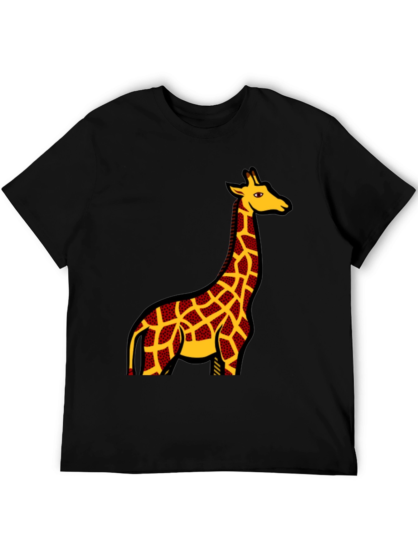 Black Giraffe Print Black T-Shirt view 5