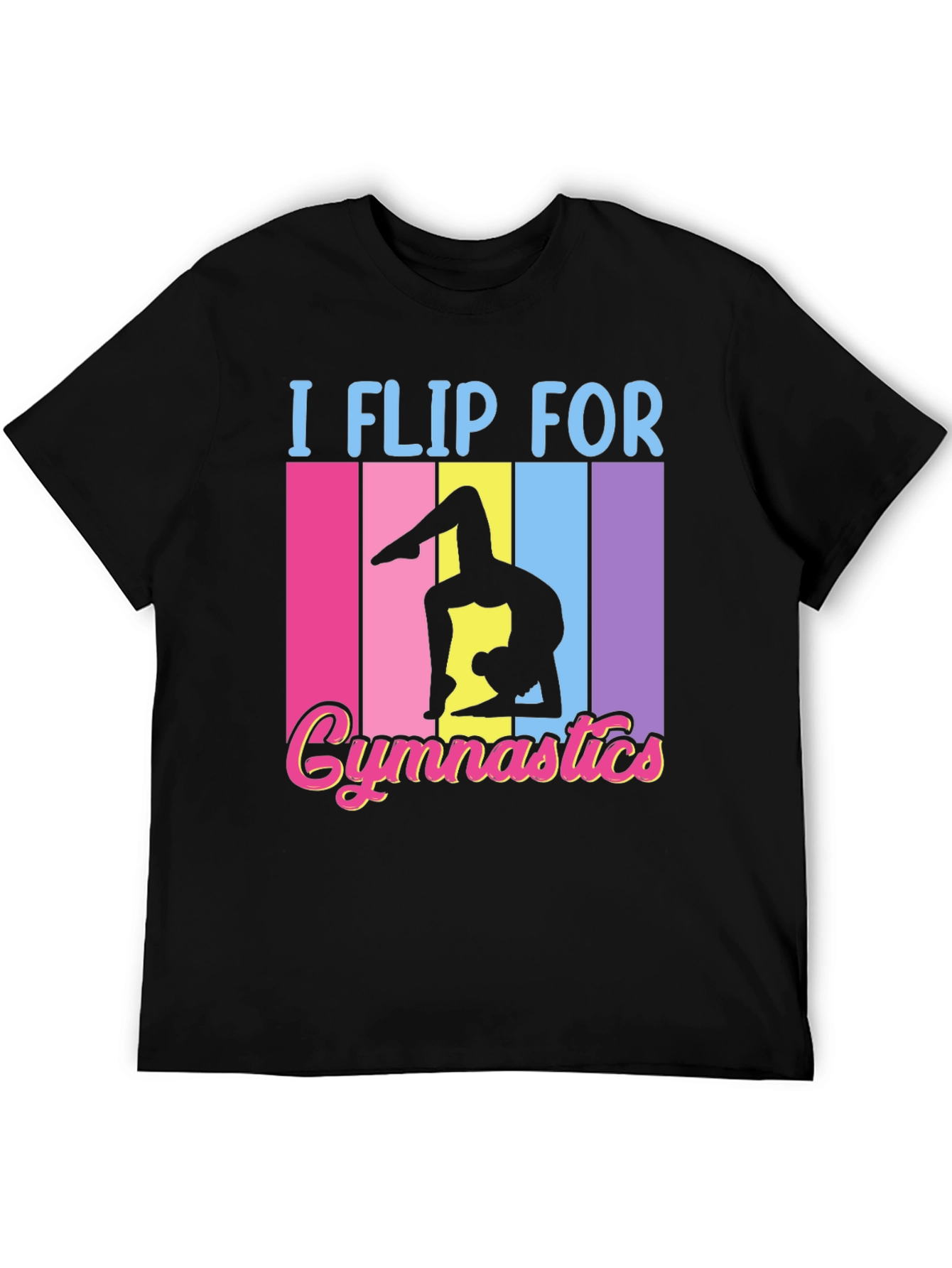 Black I Flip For Gymnastics Black T-Shirt view 5
