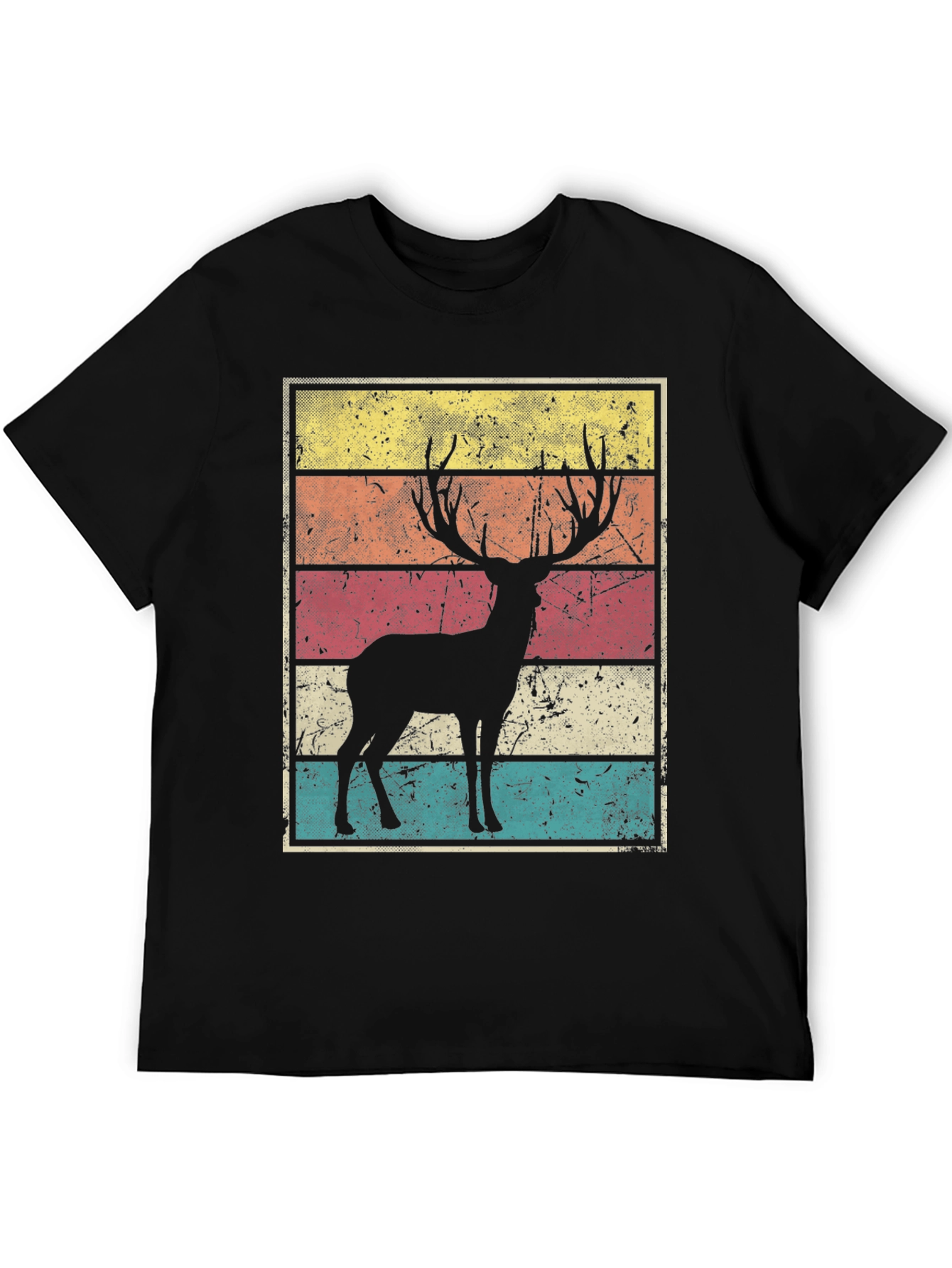 Black Retro Deer Graphic Tee - Vintage Style view 5