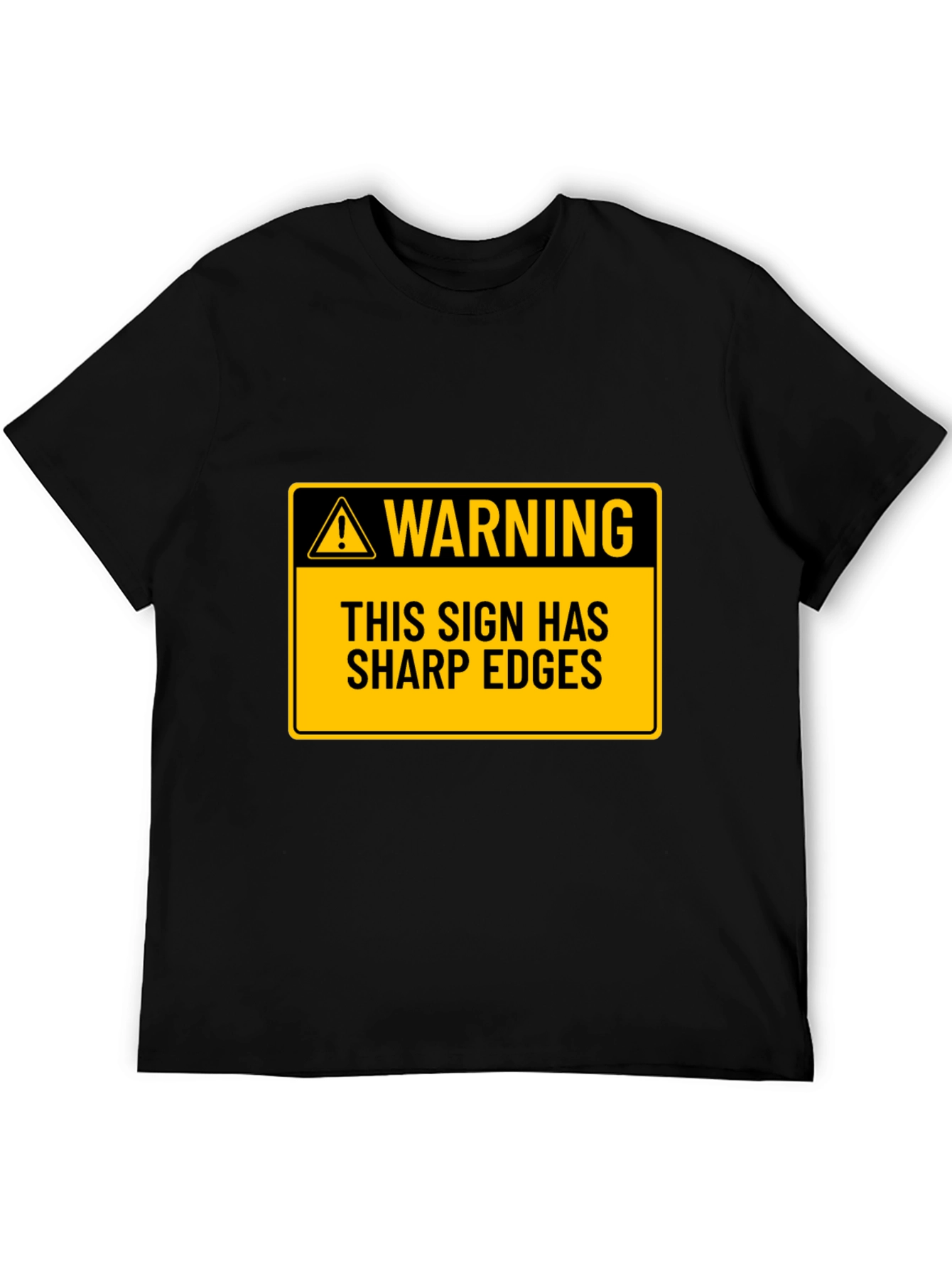 Black Warning Sharp Edges Novelty Graphic Tee view 5