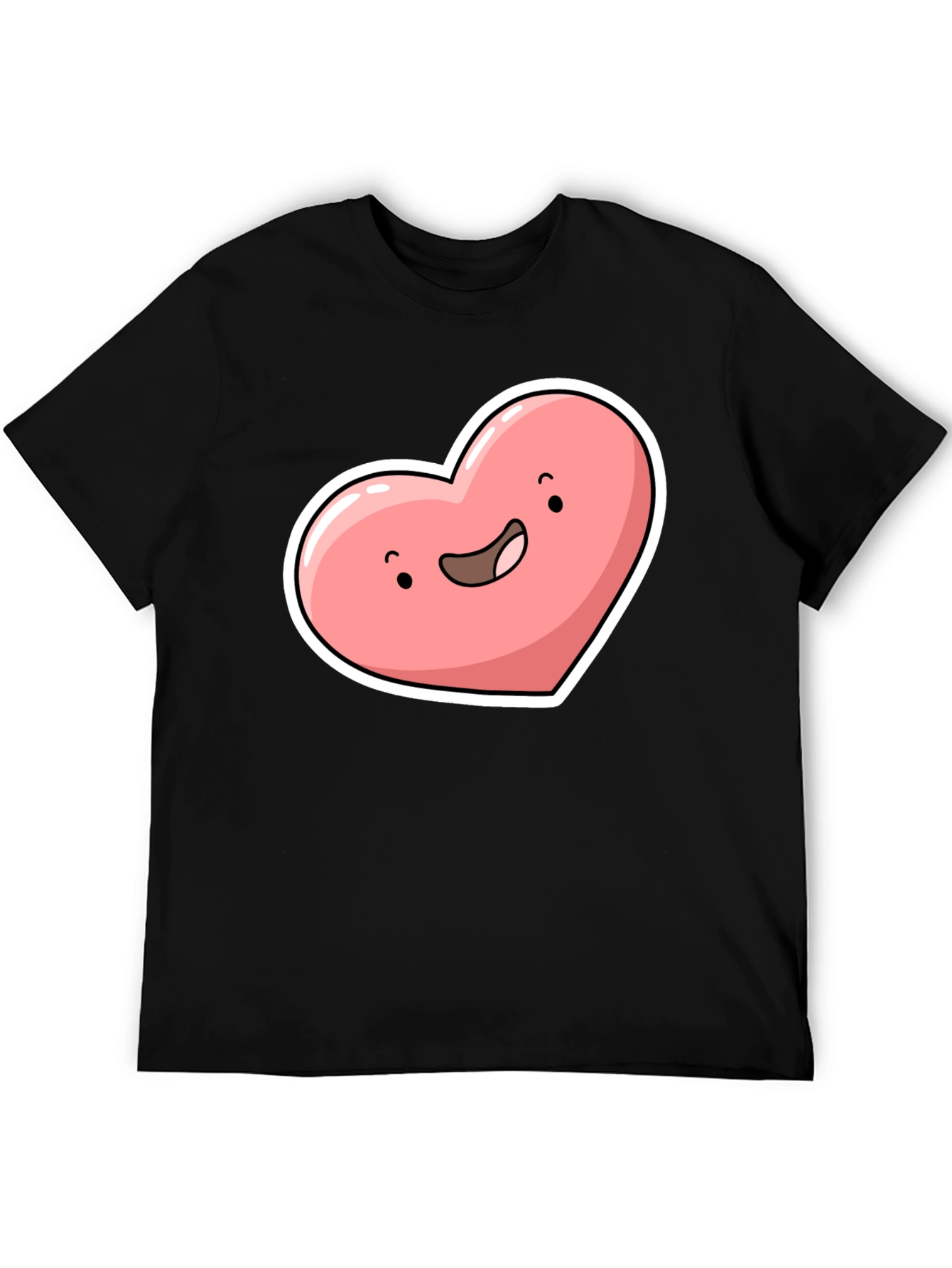 Black Cute Heart Character Graphic Tee - Black view 5