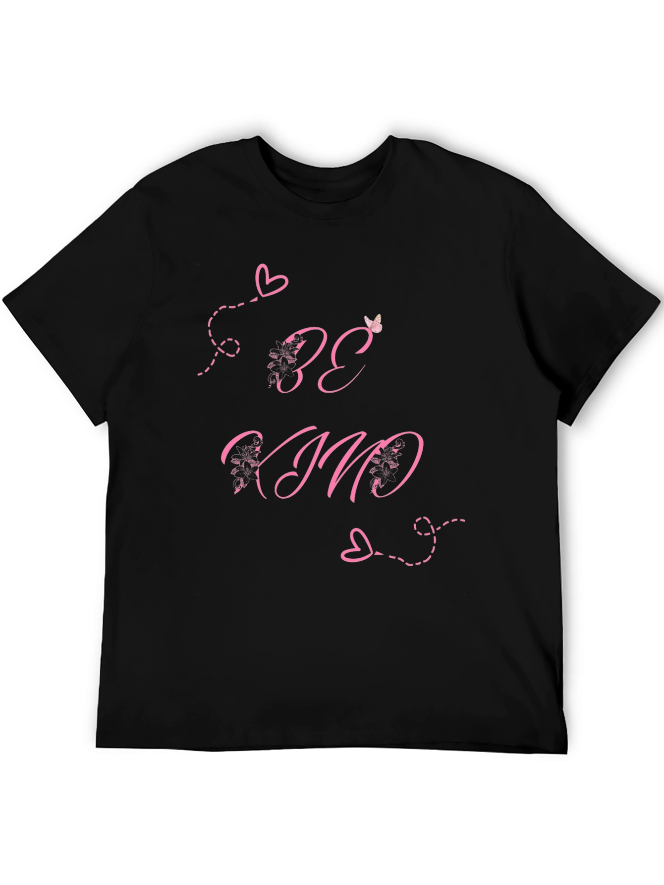 Black Be Kind Black T-Shirt with Pink Heart Details view 5