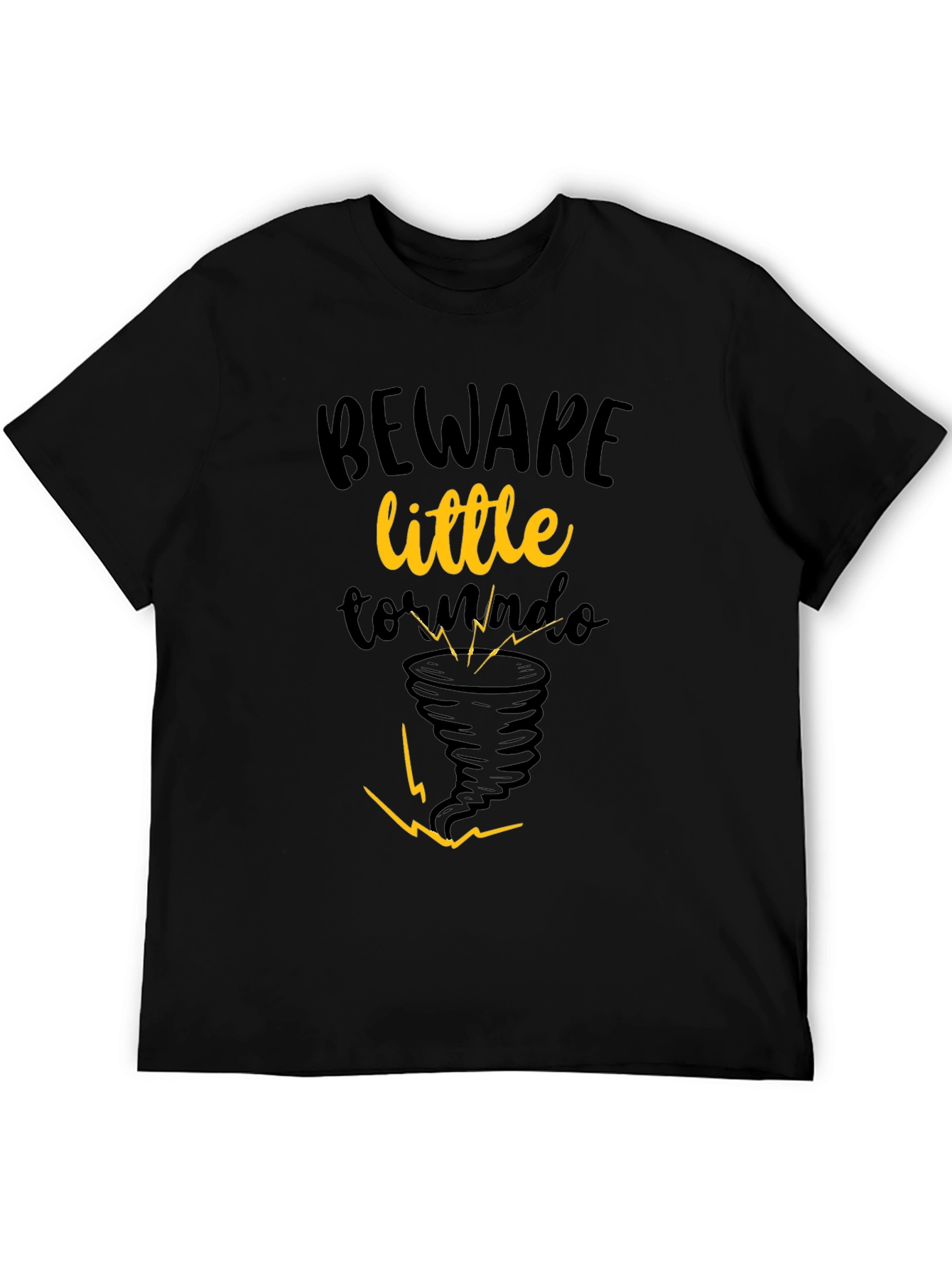 Black Beware Little Tornado Graphic Tee - Unisex Black Cotton Shirt view 5