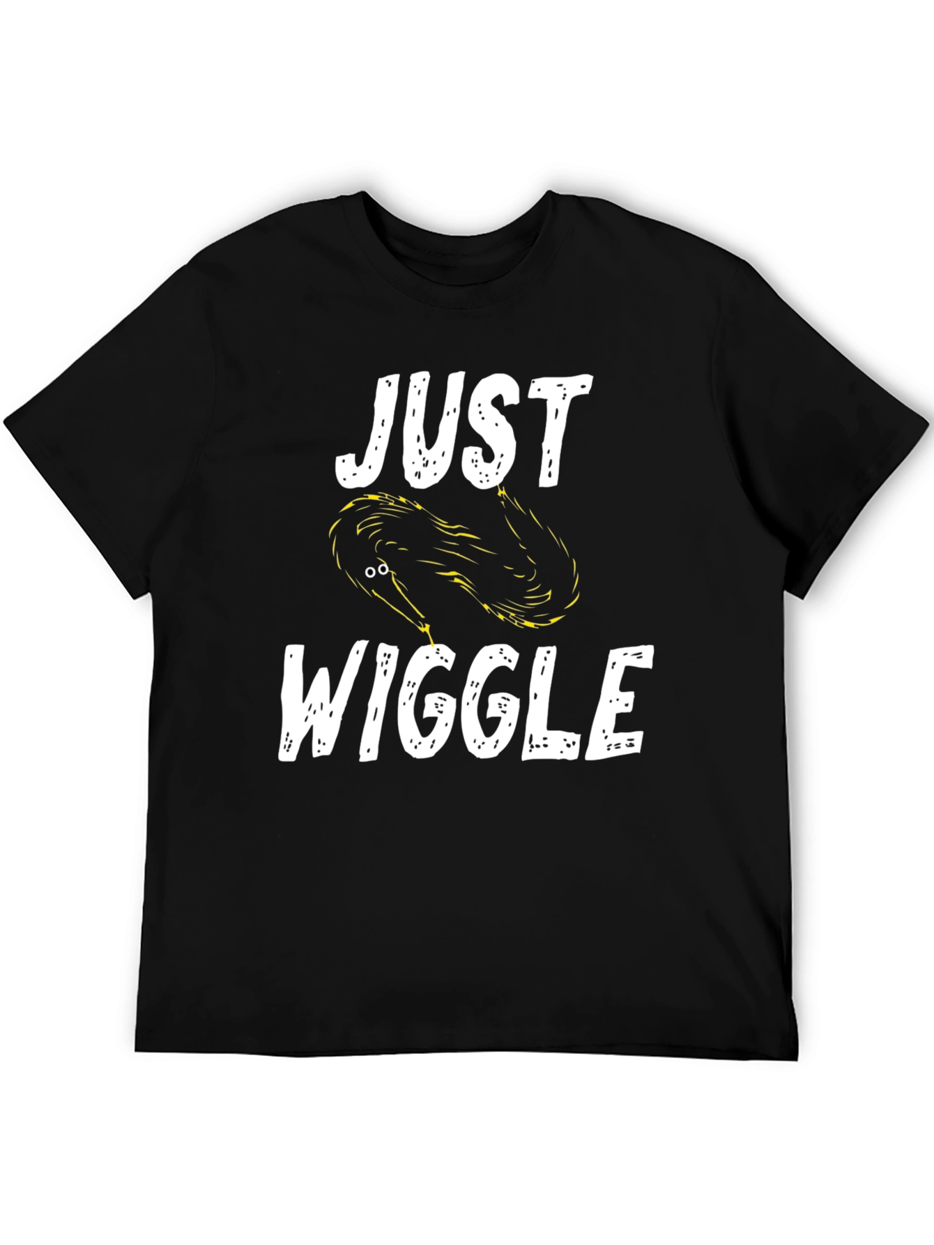 Black Just Wiggle T-Shirt - Funny Worm Design view 5