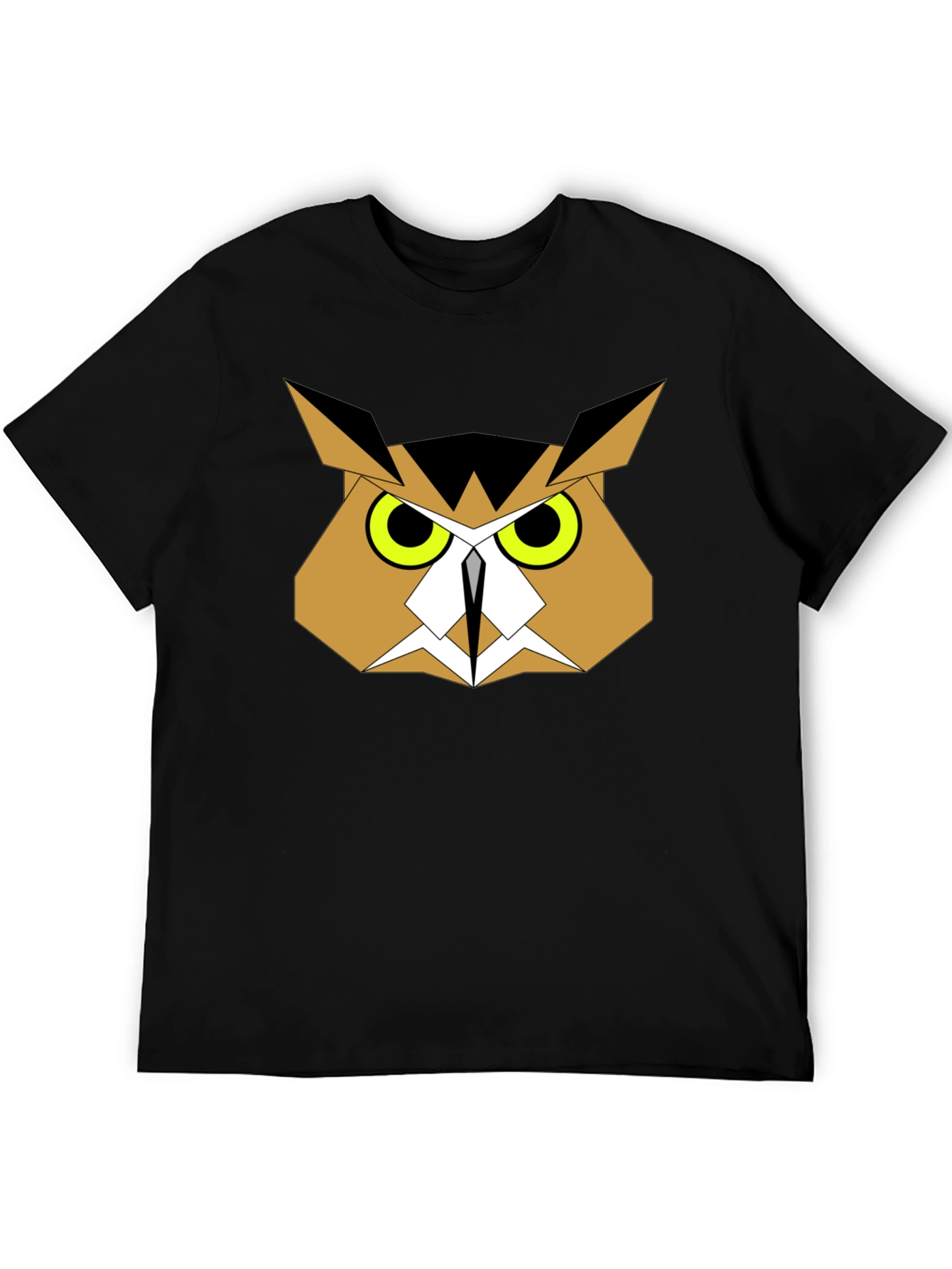 Black Geometric Owl Graphic Tee - Black Cotton view 5