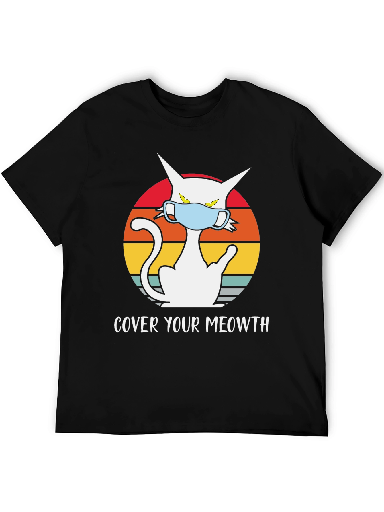 Black Cover Your Meowth T-Shirt - Cat Mask Graphic Tee view 5