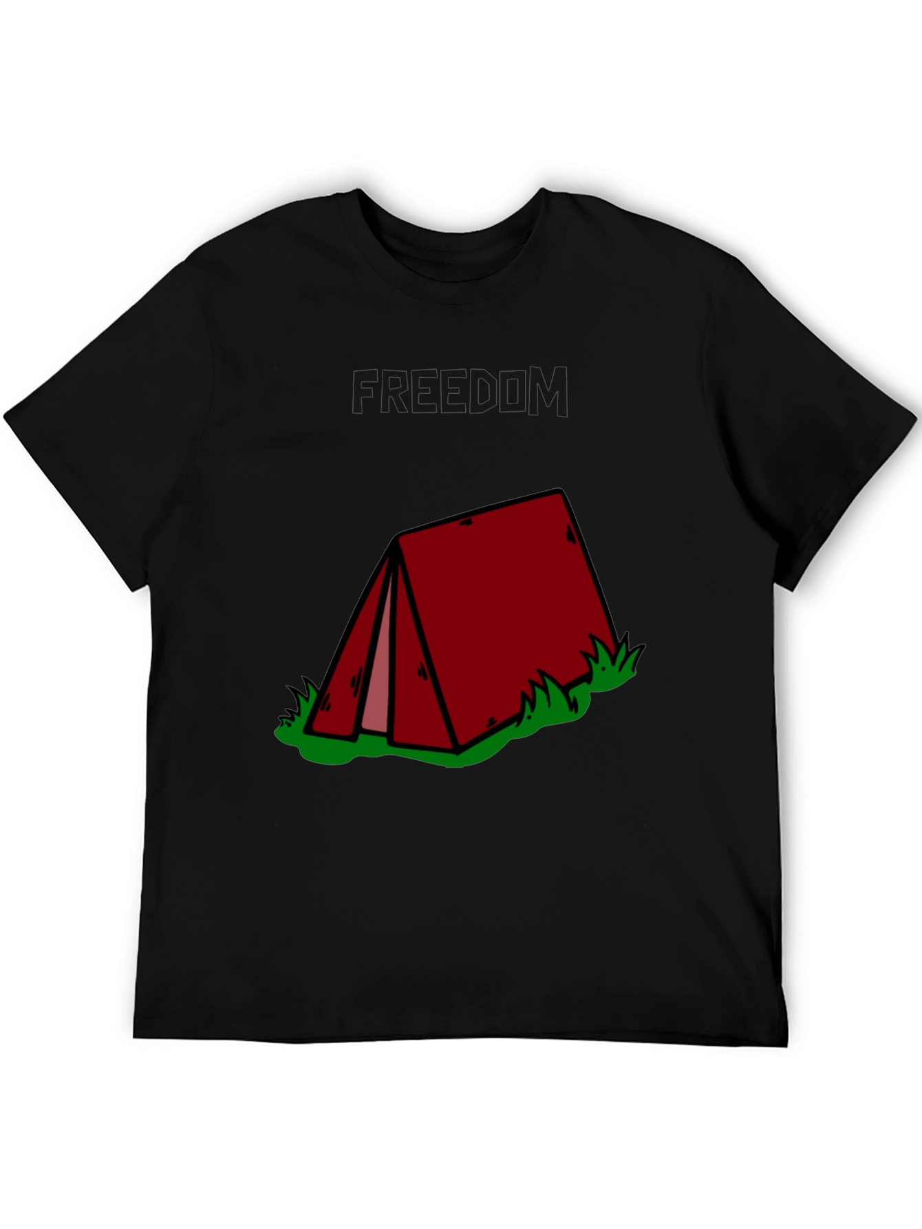Camping Tent Graphic Tee - Black Cotton T-Shirt - 5