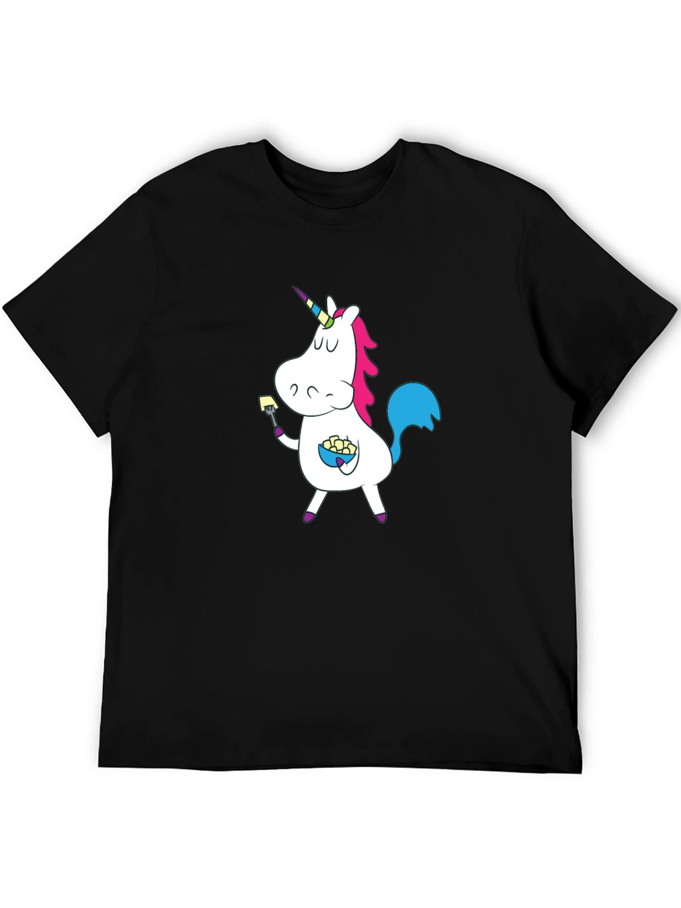 Black Unicorn Eating T-Shirt - Fun Cartoon Graphic Tee view 5