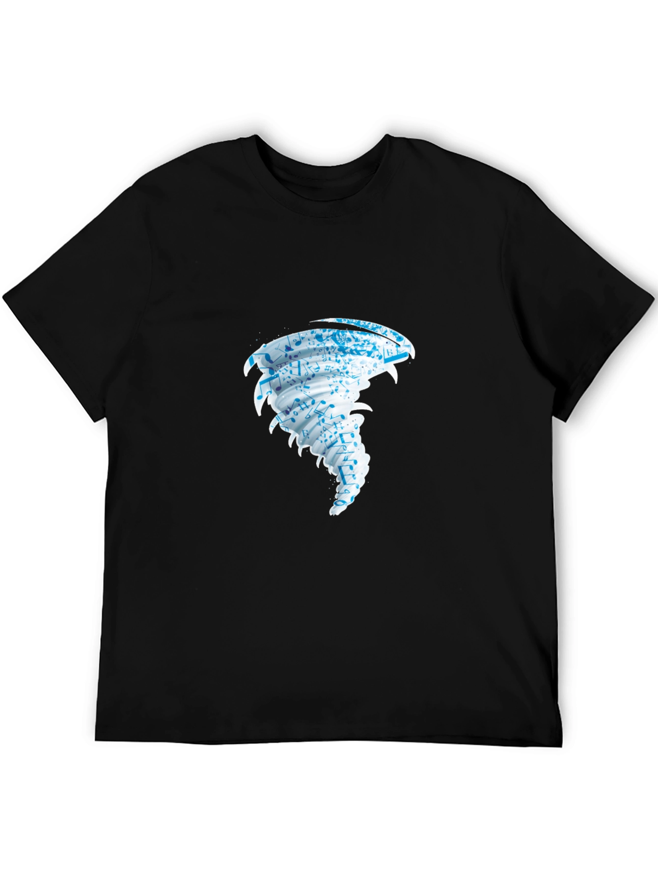 Black Tornado Music Notes Graphic Black T-Shirt view 5
