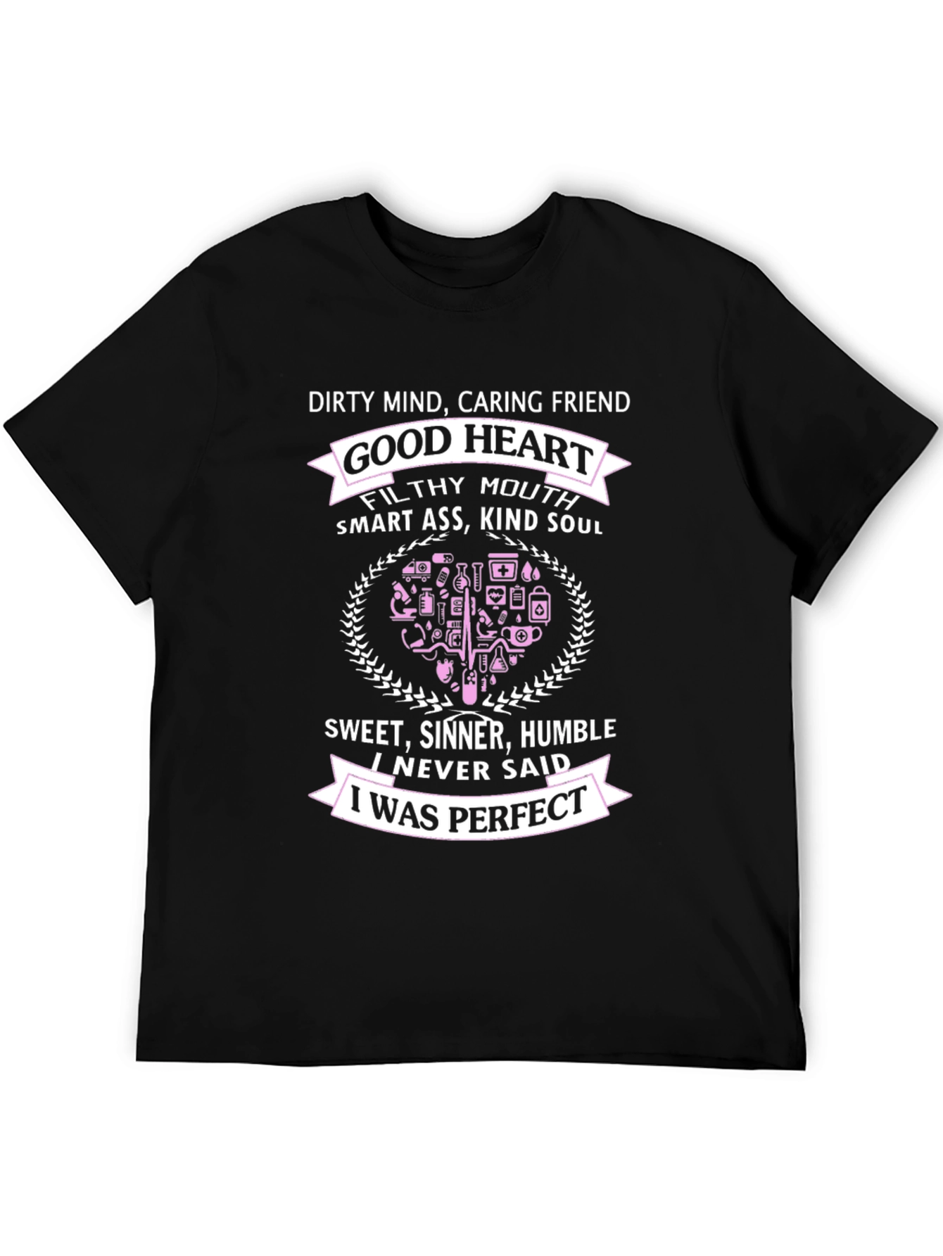 Black Good Heart Graphic T-Shirt - Sinner Humble Perfect view 5