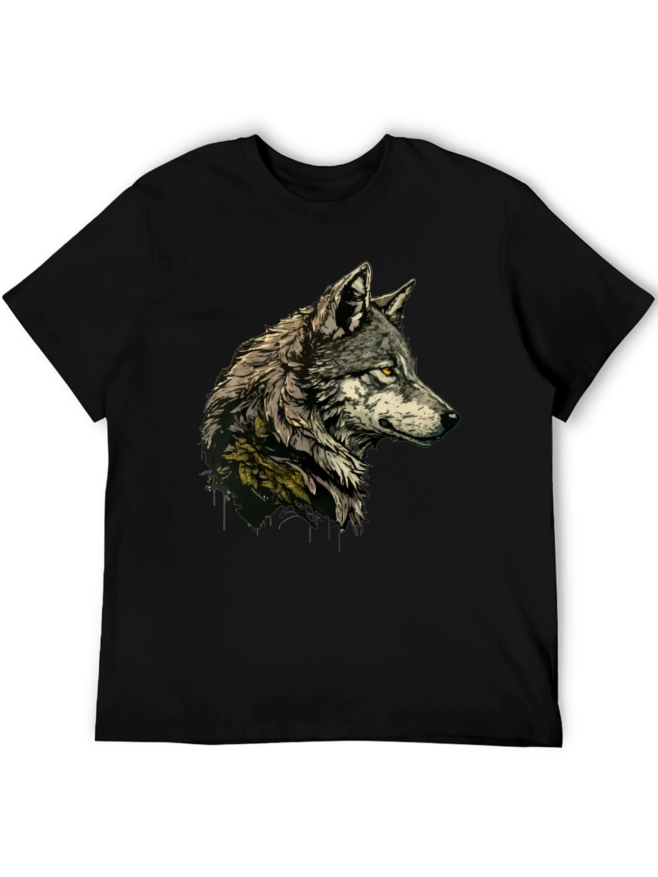 Black Wolf Graphic Print Black T-Shirt view 5