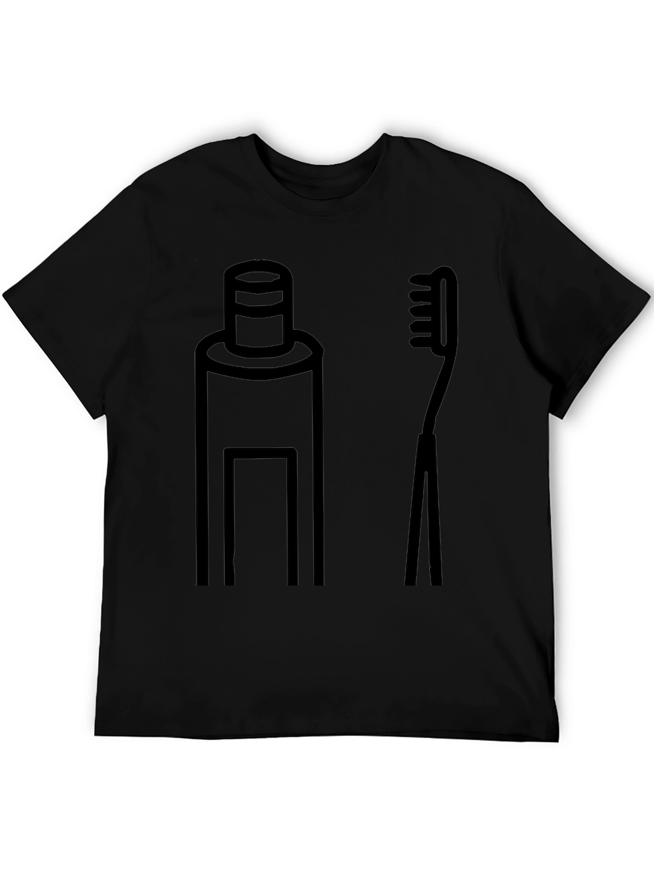 Black Toothpaste and Brush Graphic Tee - Black Cotton Casual Top view 5