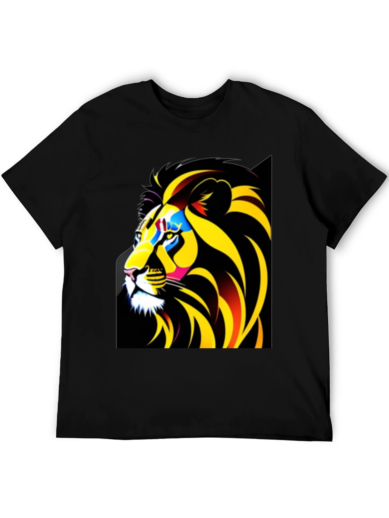 Black Bold Lion Graphic Tee - Black Cotton T-Shirt view 5