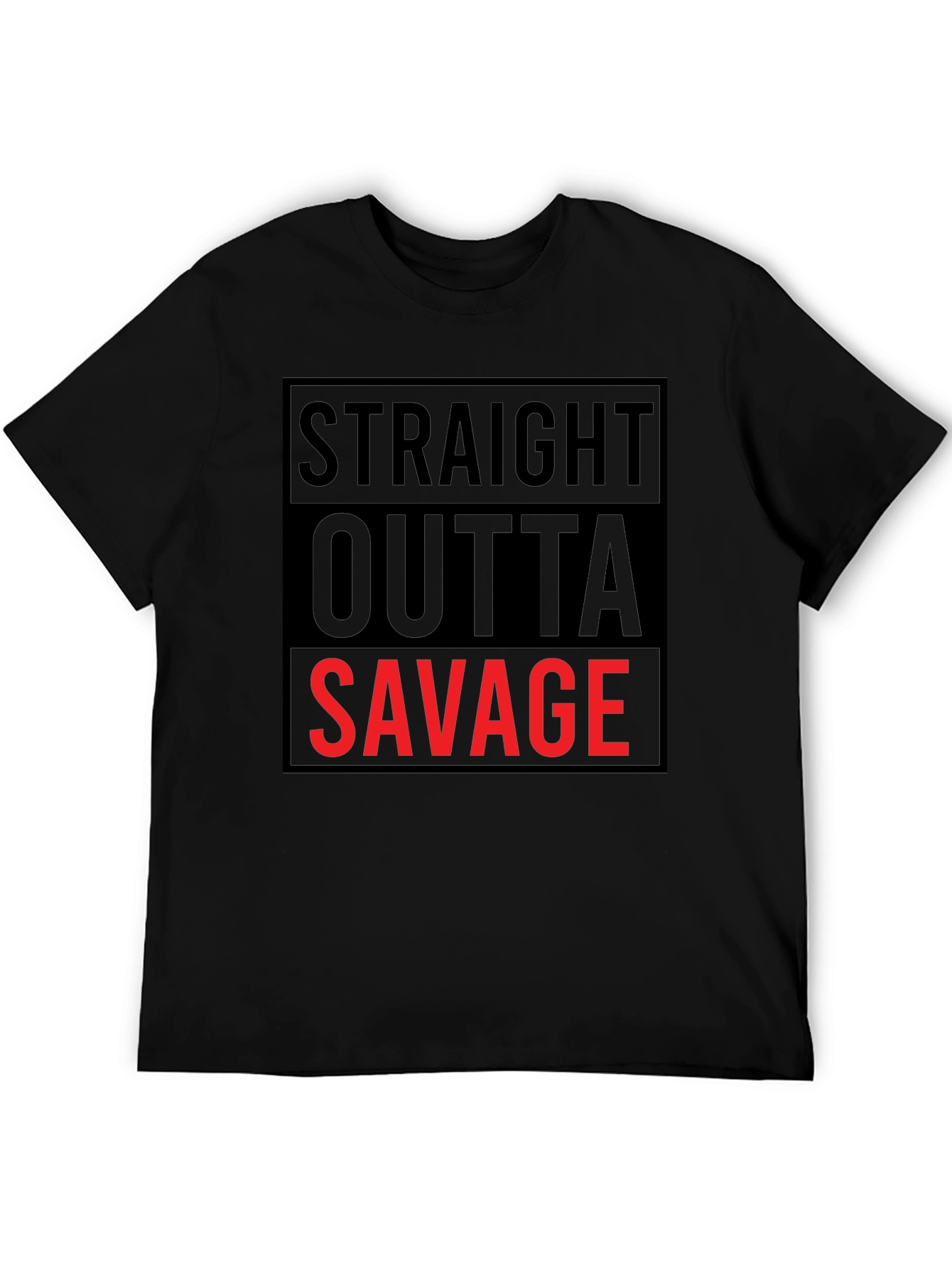 Black Straight Outta Savage Graphic Tee - Bold Statement Shirt view 5