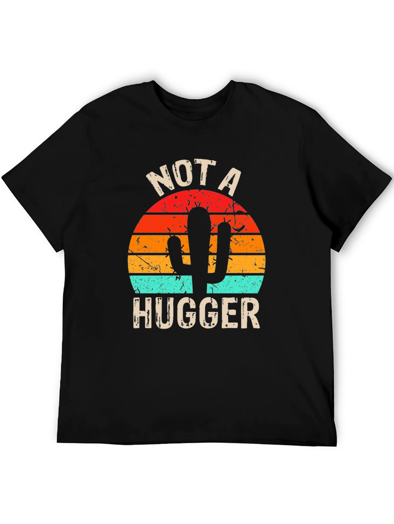 Black Not A Hugger Cactus Graphic T-Shirt view 5