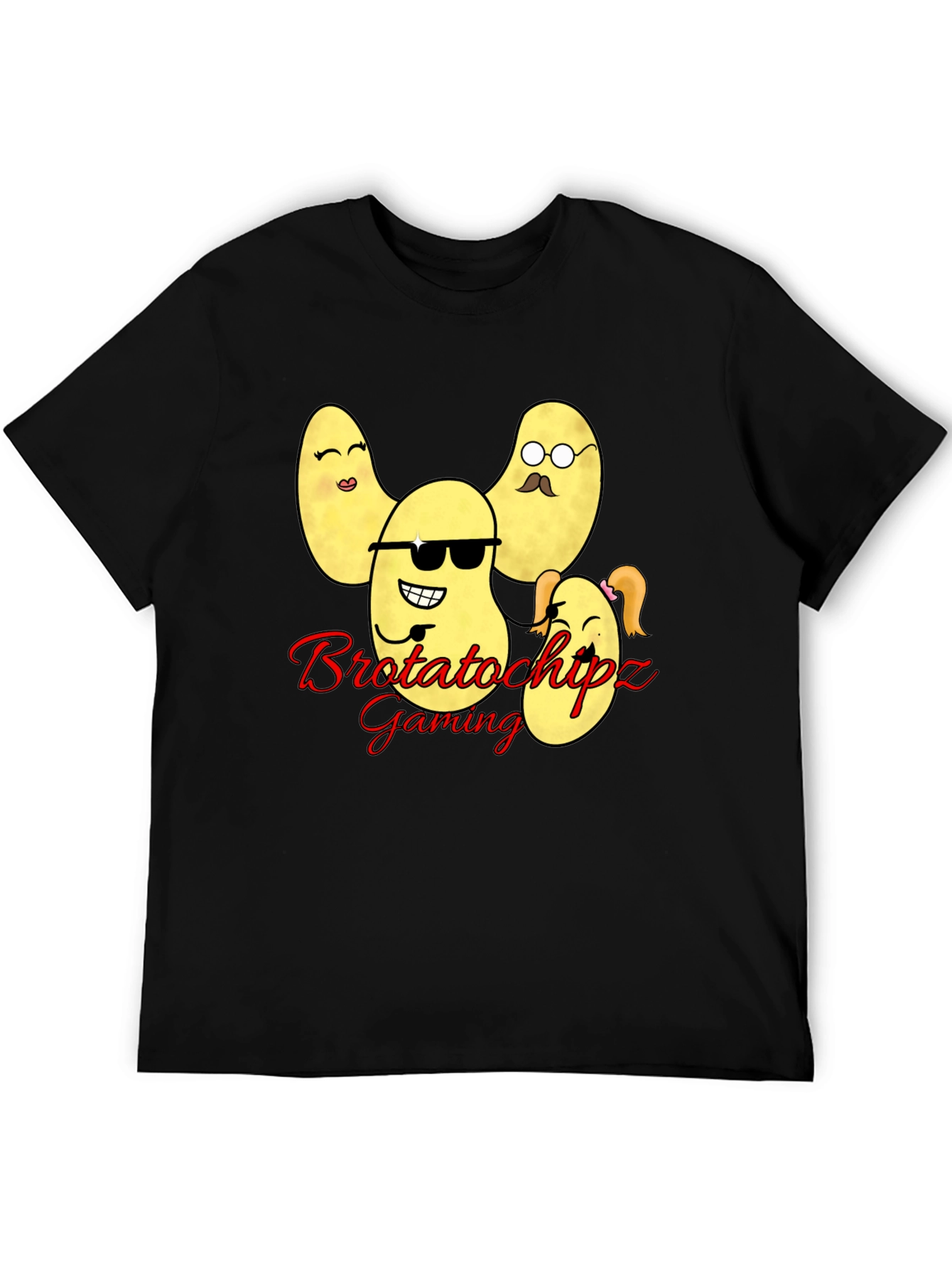 Black Brotatochipz Gaming T-Shirt - Funny Potato Family Tee view 5